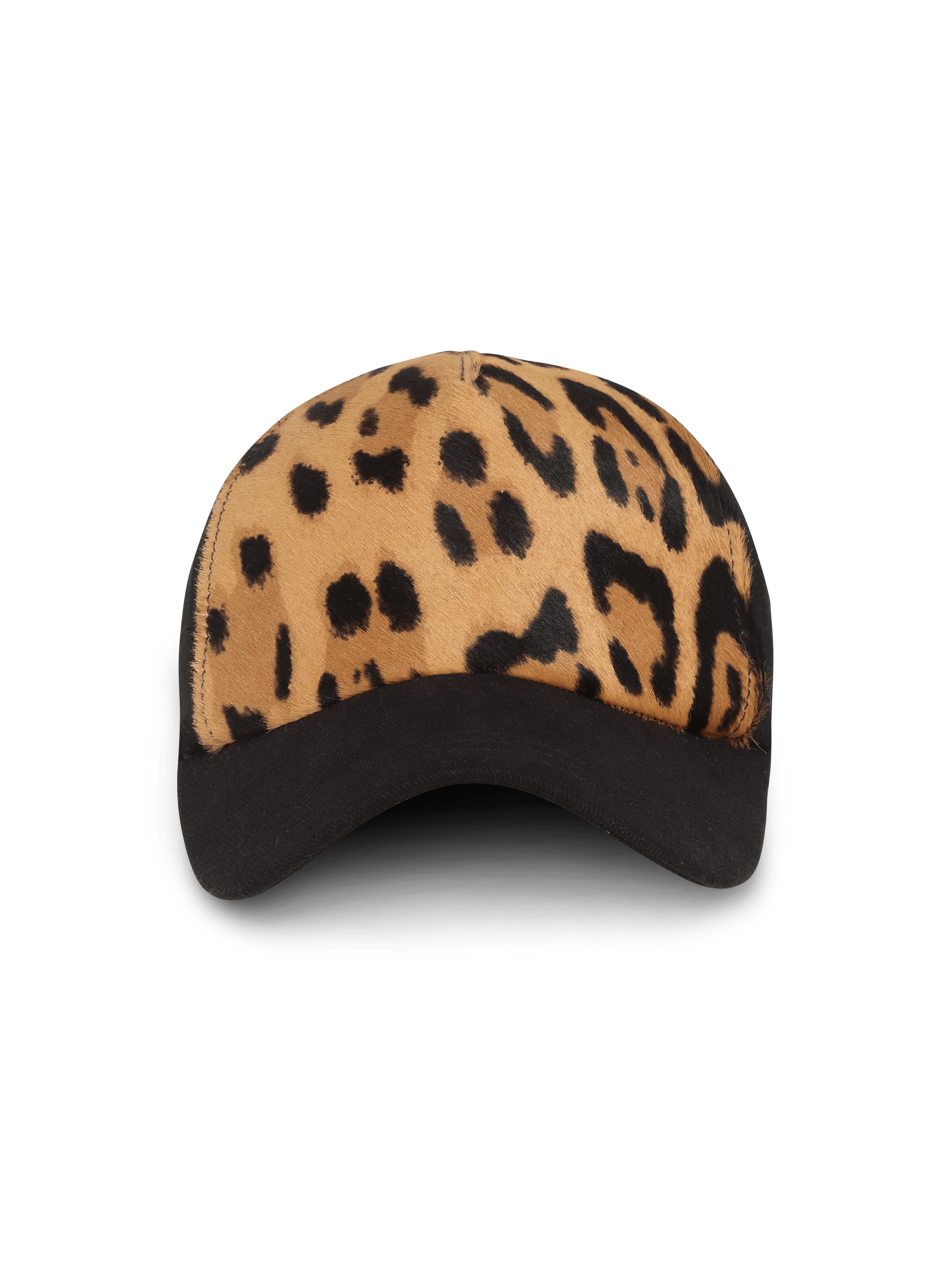 Leopard print leather cap