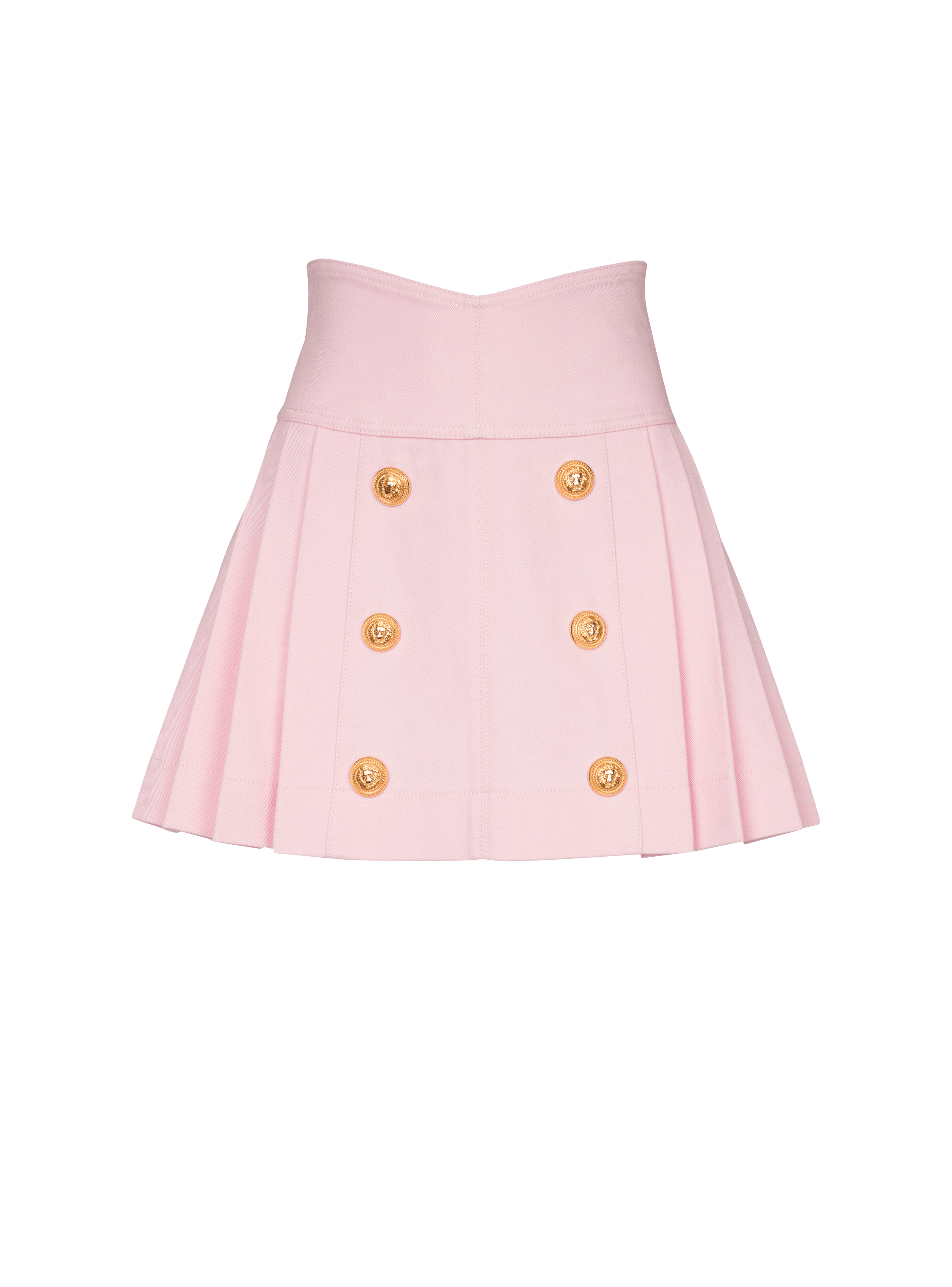 Pleated denim skirt, pink, hi-res