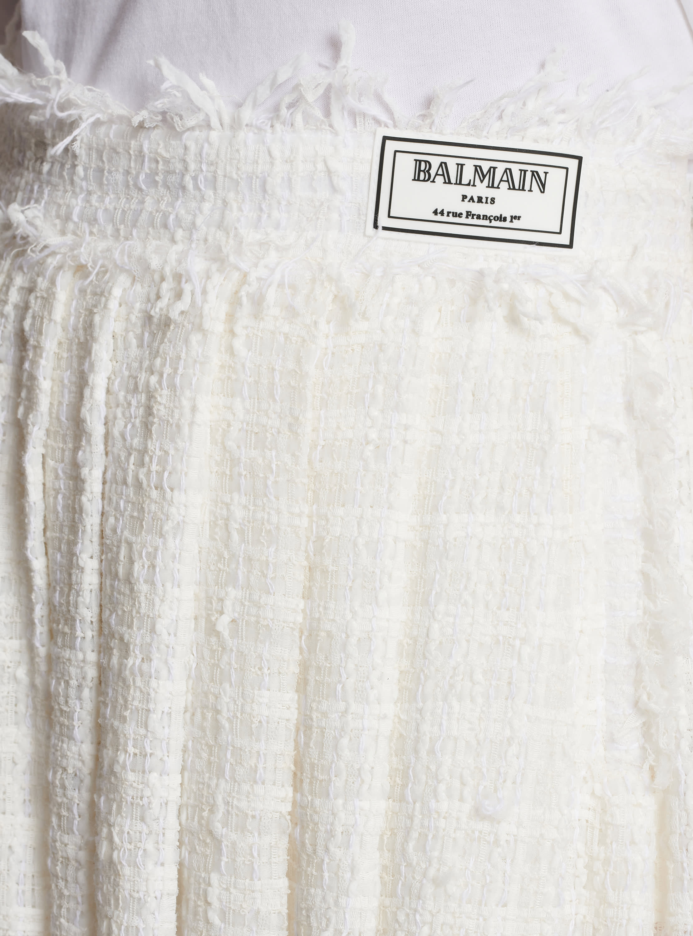 Balmain sequin-embellished tweed skirt - White