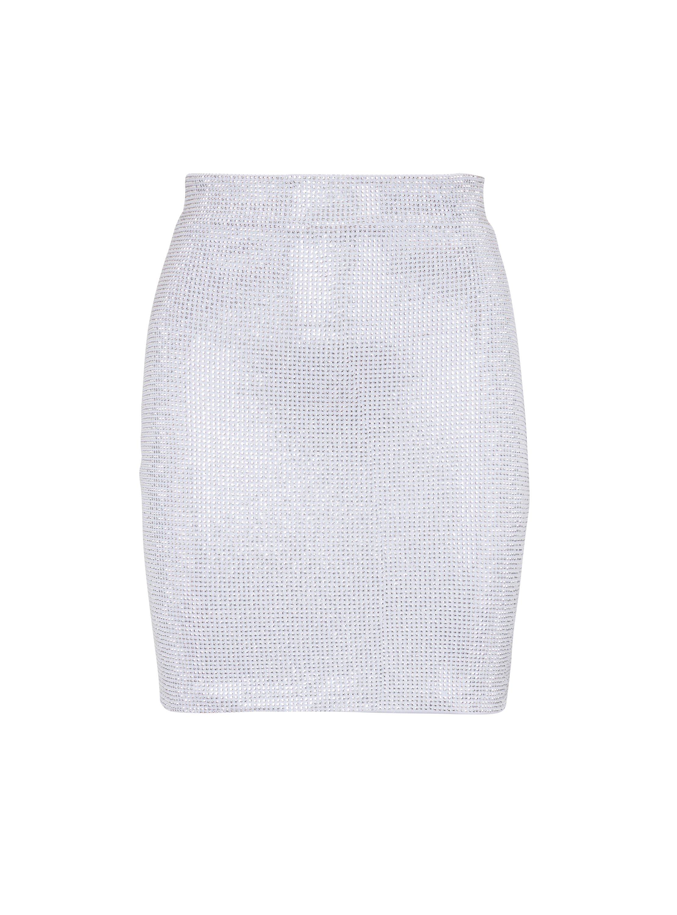 Short rhinestone skirt, silver, hi-res