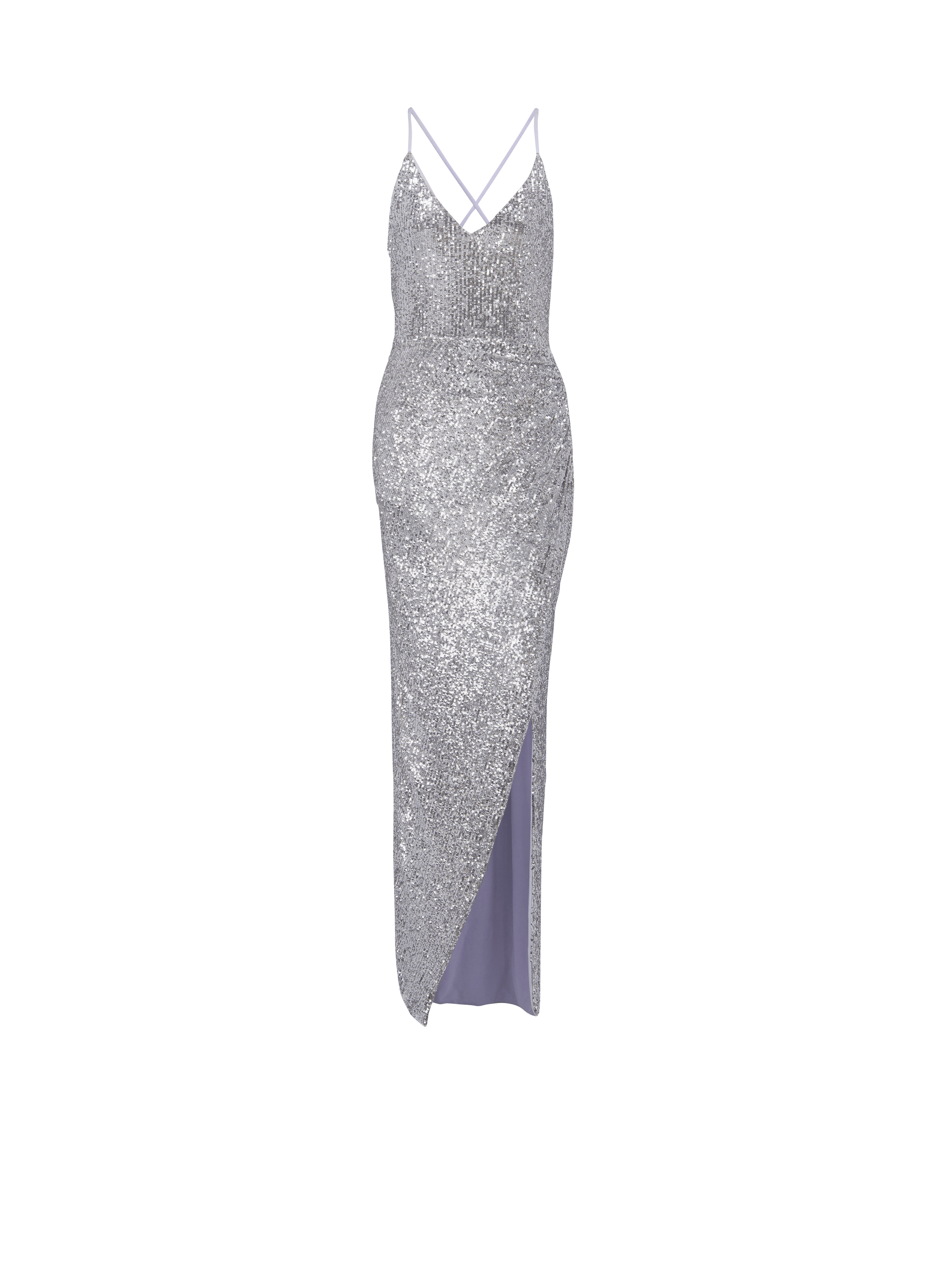 SEQUINNED MIDI DRESS - Silver