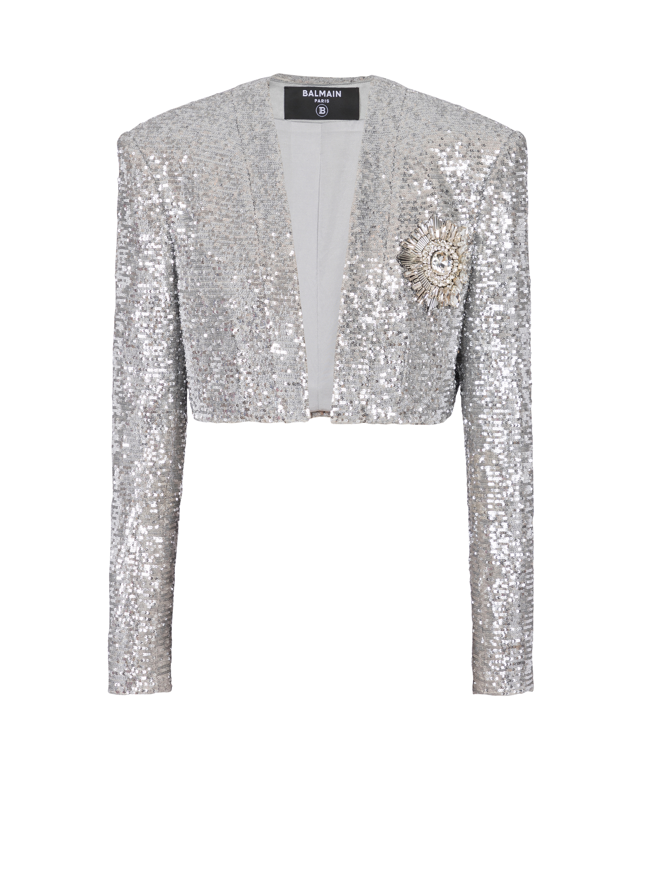 Veste courte à sequins argent - Femme