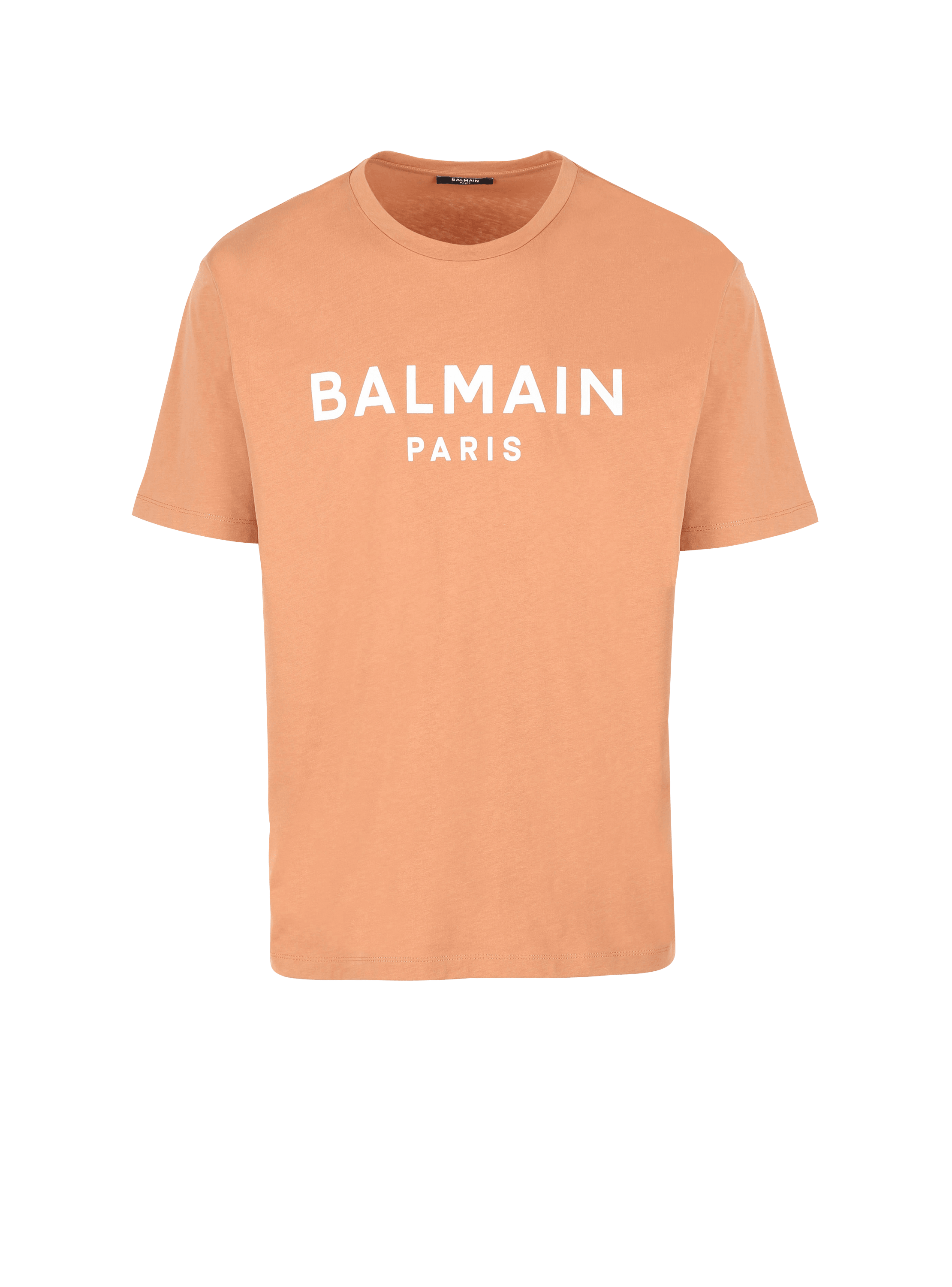 Printed Balmain logo T-shirt, brown, hi-res