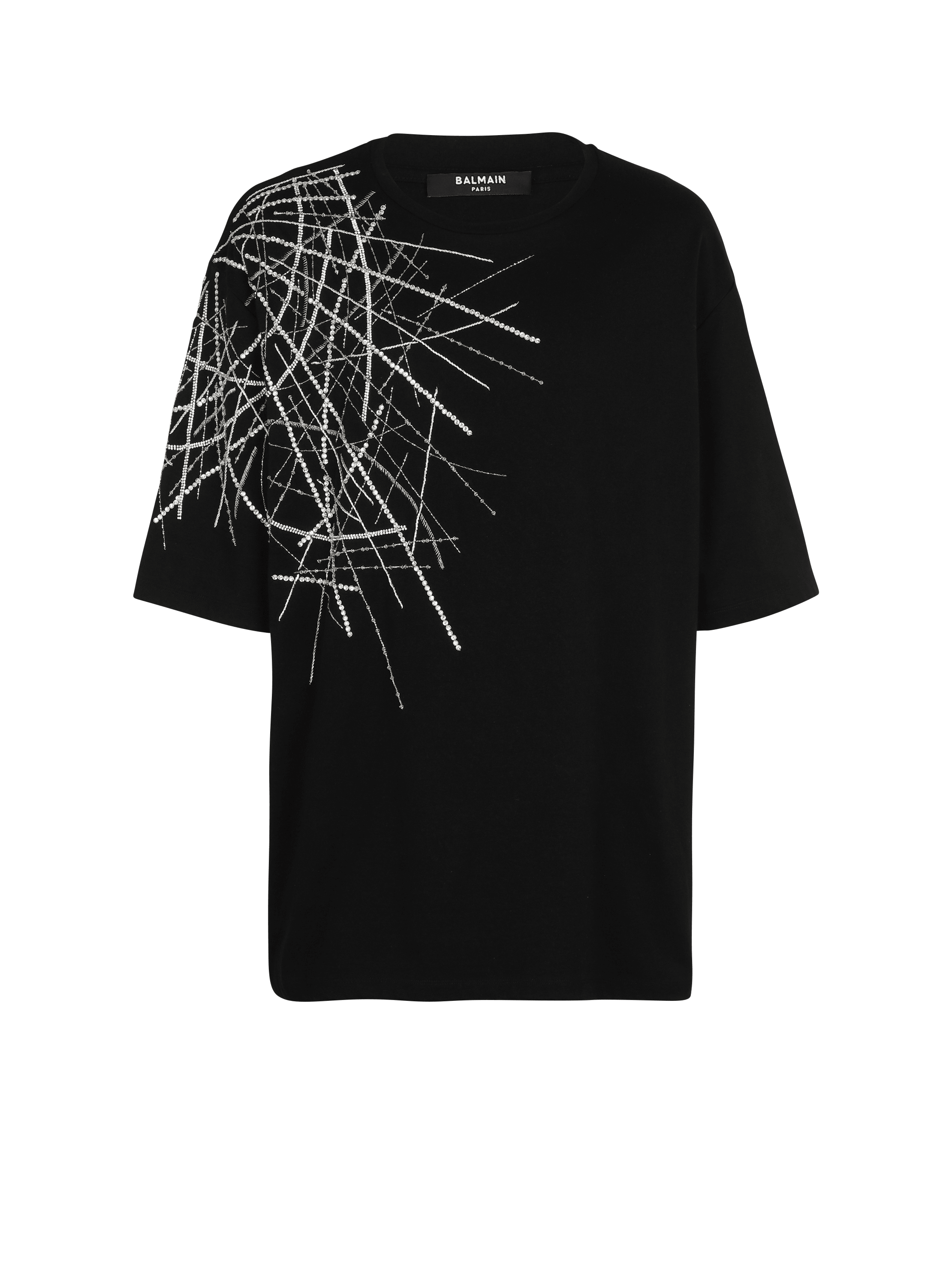 Oversized Embroidered jersey T-shirt, black, hi-res