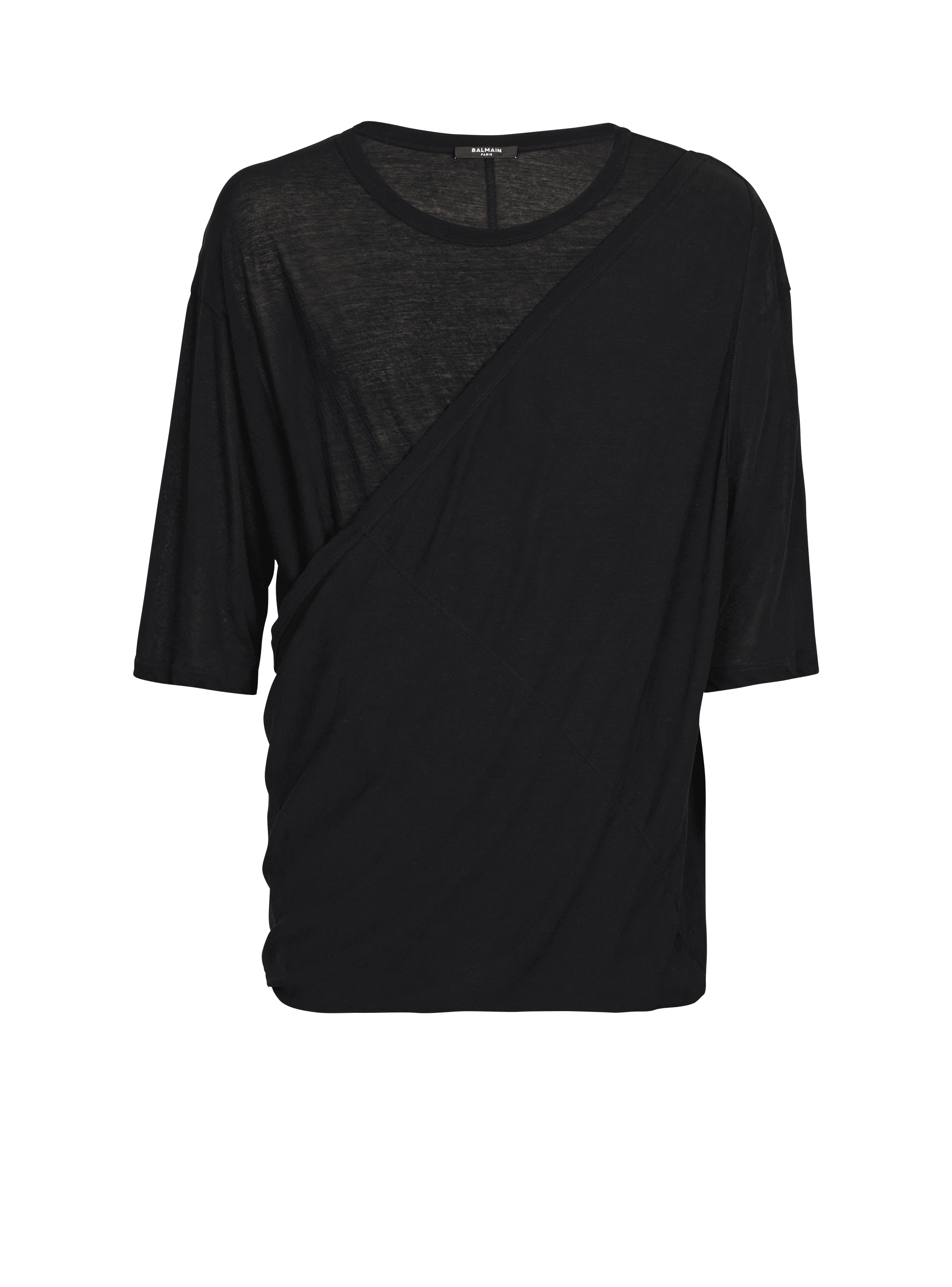 Drapiertes T-Shirt aus Jersey, schwarz, hi-res