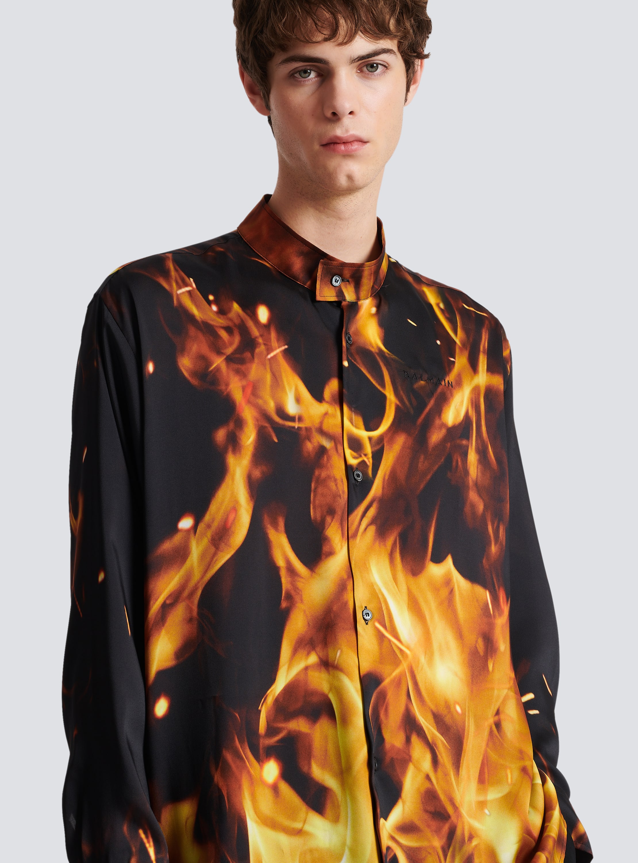 Fire print twill shirt