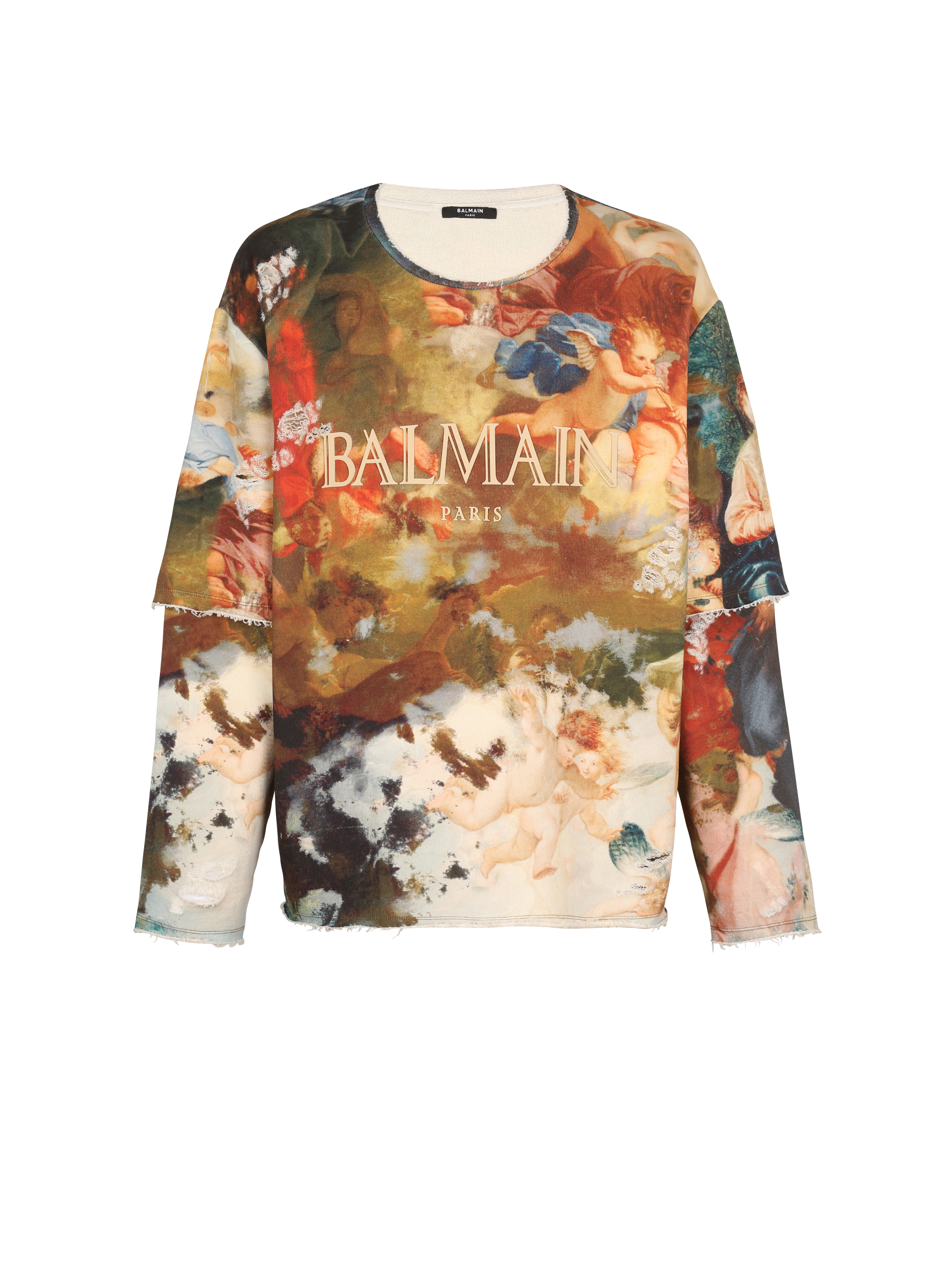 Sky print trompe-l'oeil sweatshirt