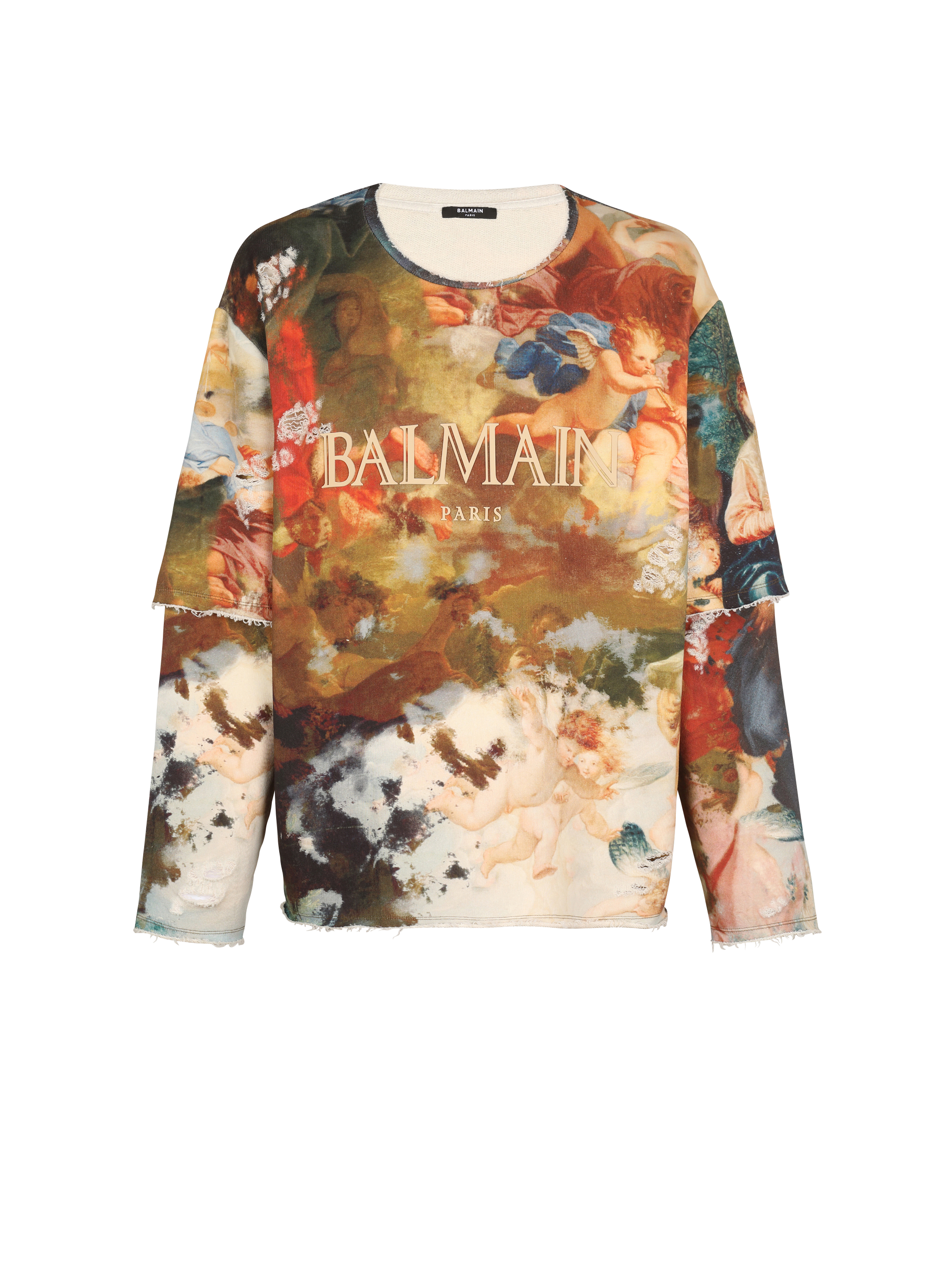 Sky print trompe-l'oeil sweatshirt, multicolor, hi-res
