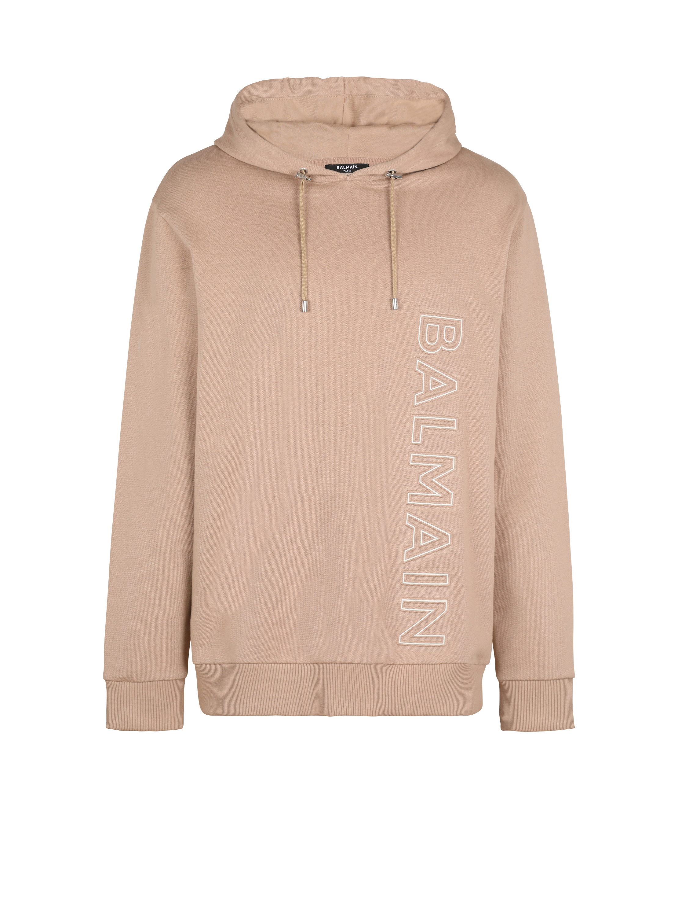 Embossed logo hoodie beige - Men | BALMAIN