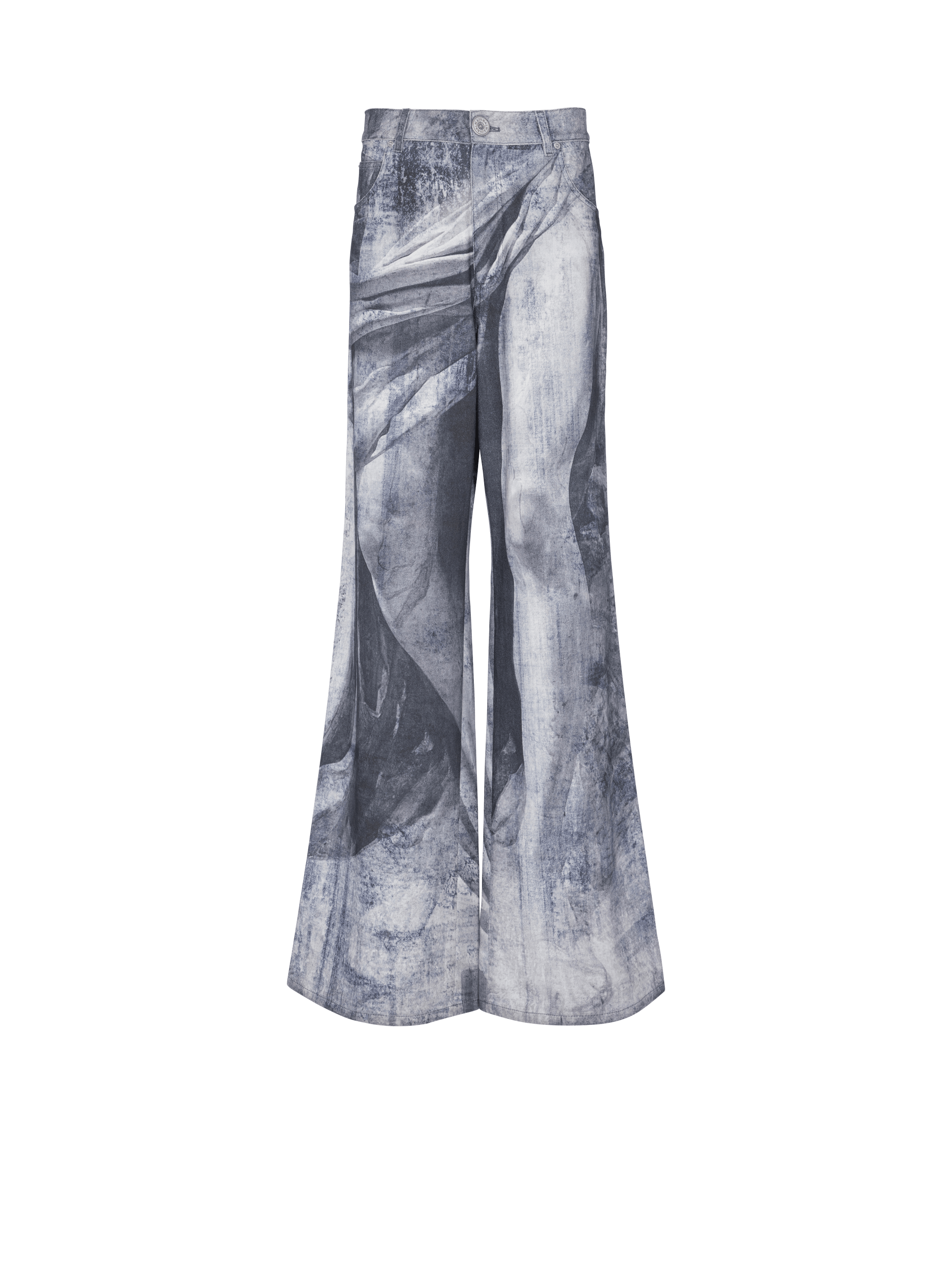 Loose-fitting statue print jeans, grey, hi-res