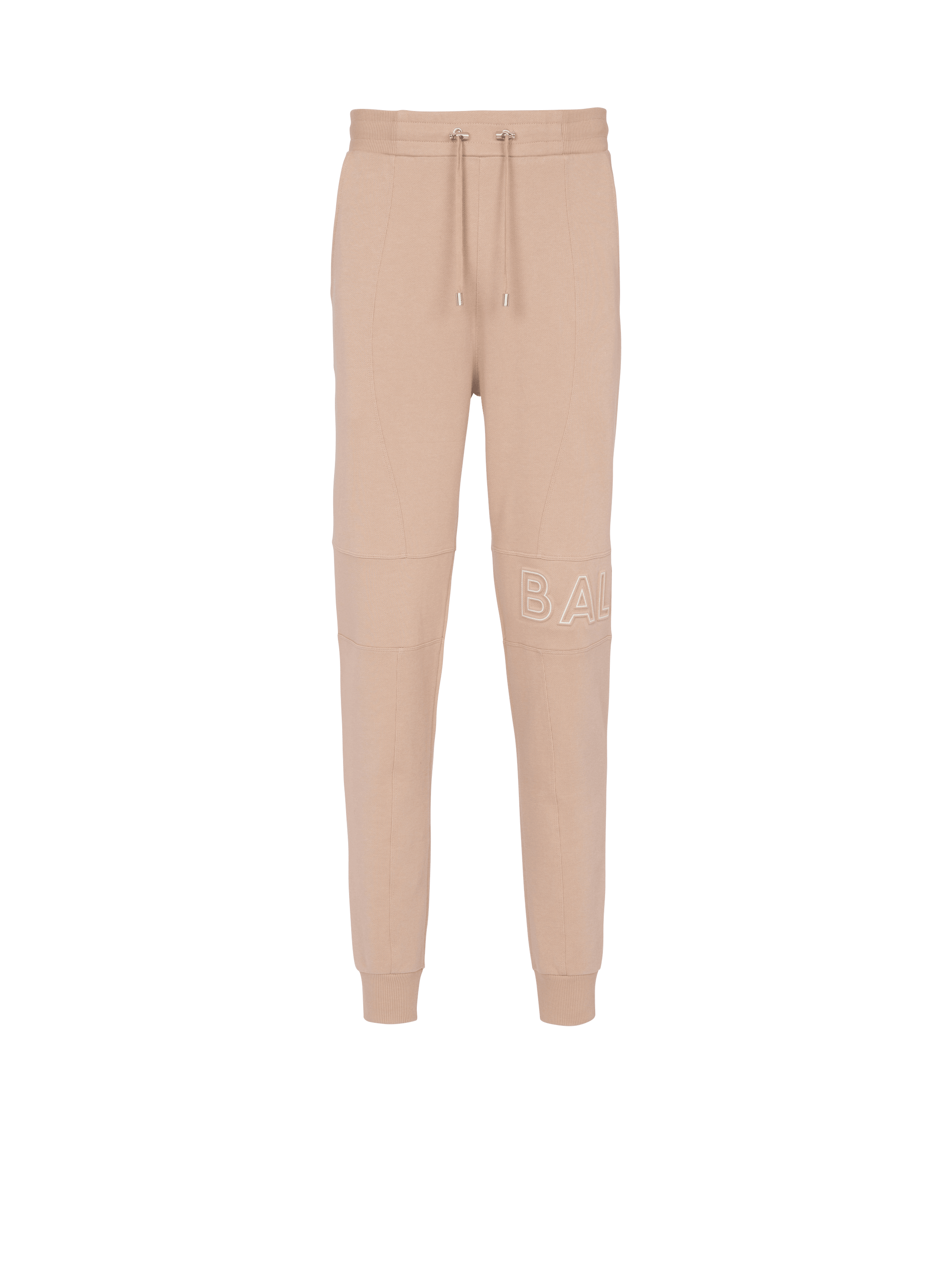 Pantaloni da jogging con logo Balmain in rilievo, beige, hi-res