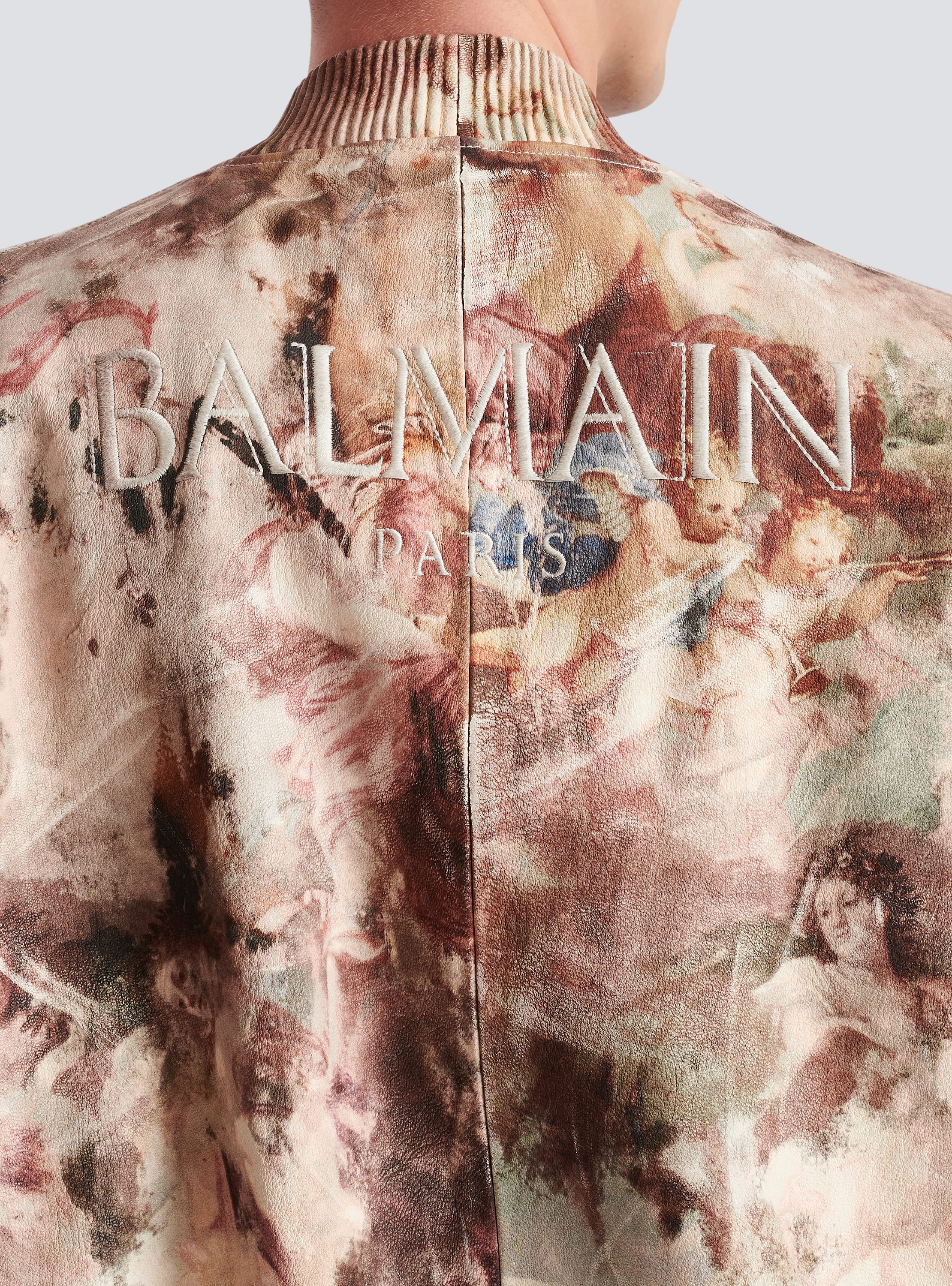 Balmain Men's Multi-Cut Pastel Printed Track Jacket