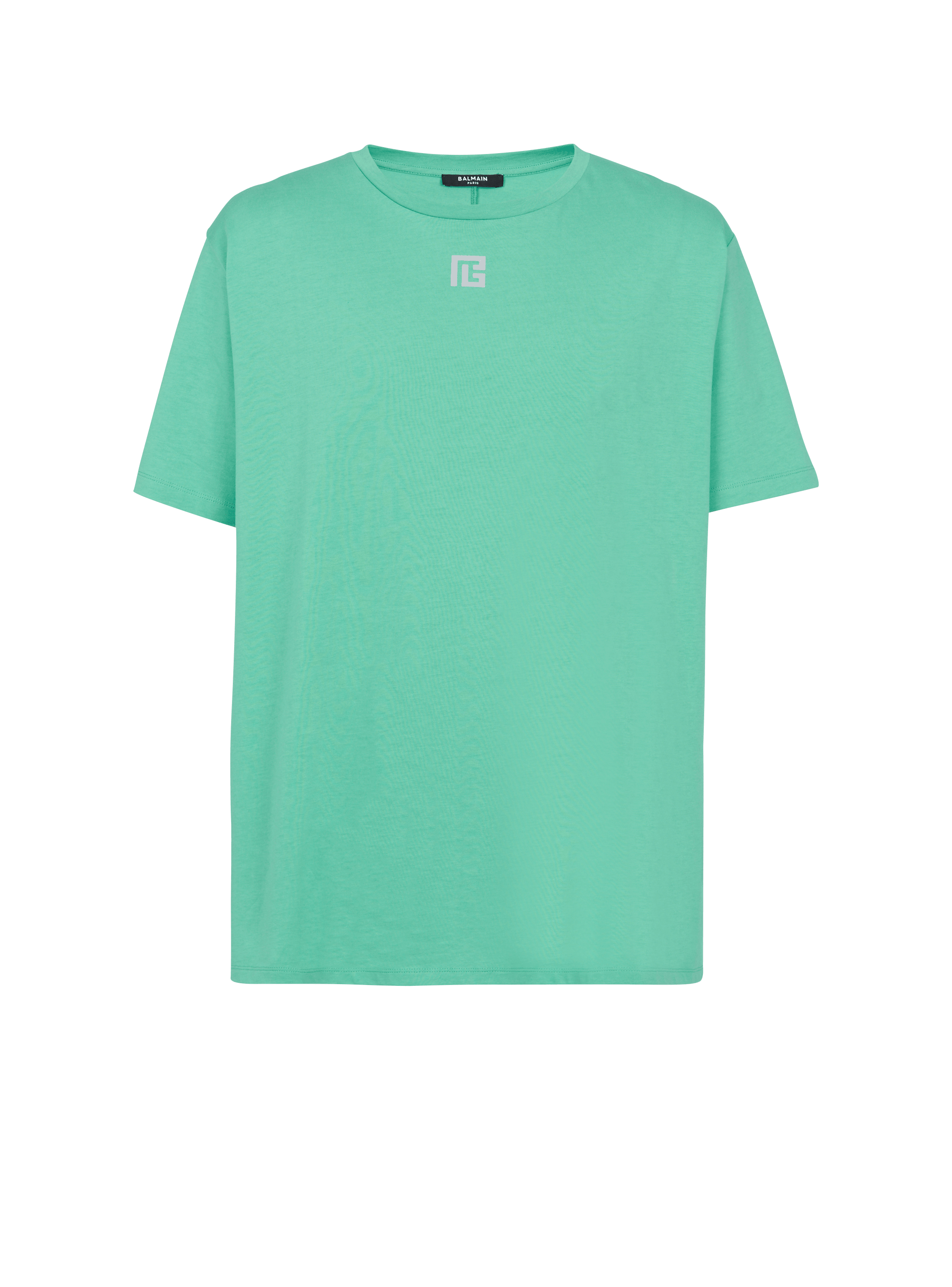 Camiseta oversize de algodón ecológico con logotipo grande reflectante de Balmain