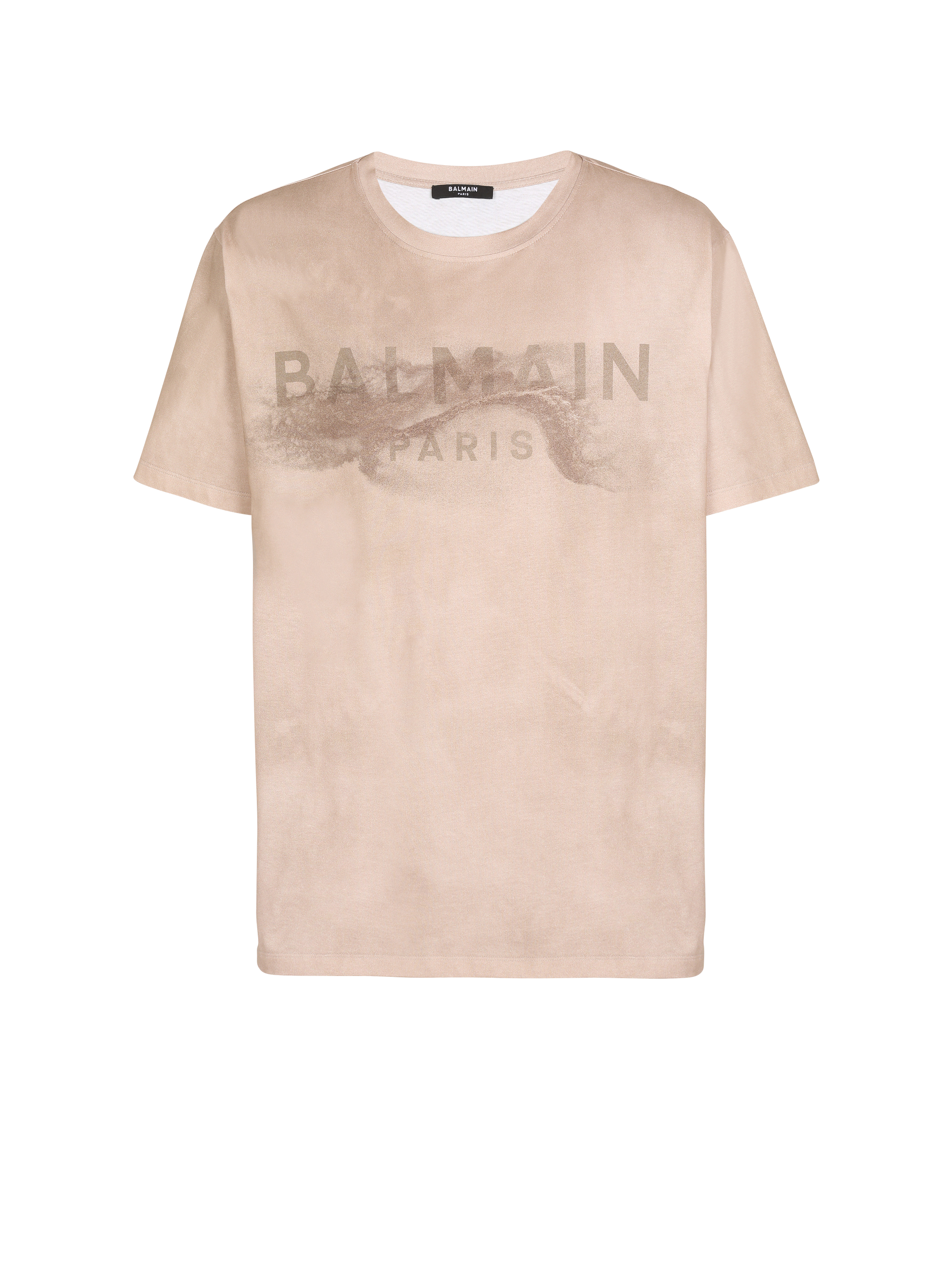 T-shirt in cotone ecosostenibile con logo stampato Balmain Paris a tema deserto