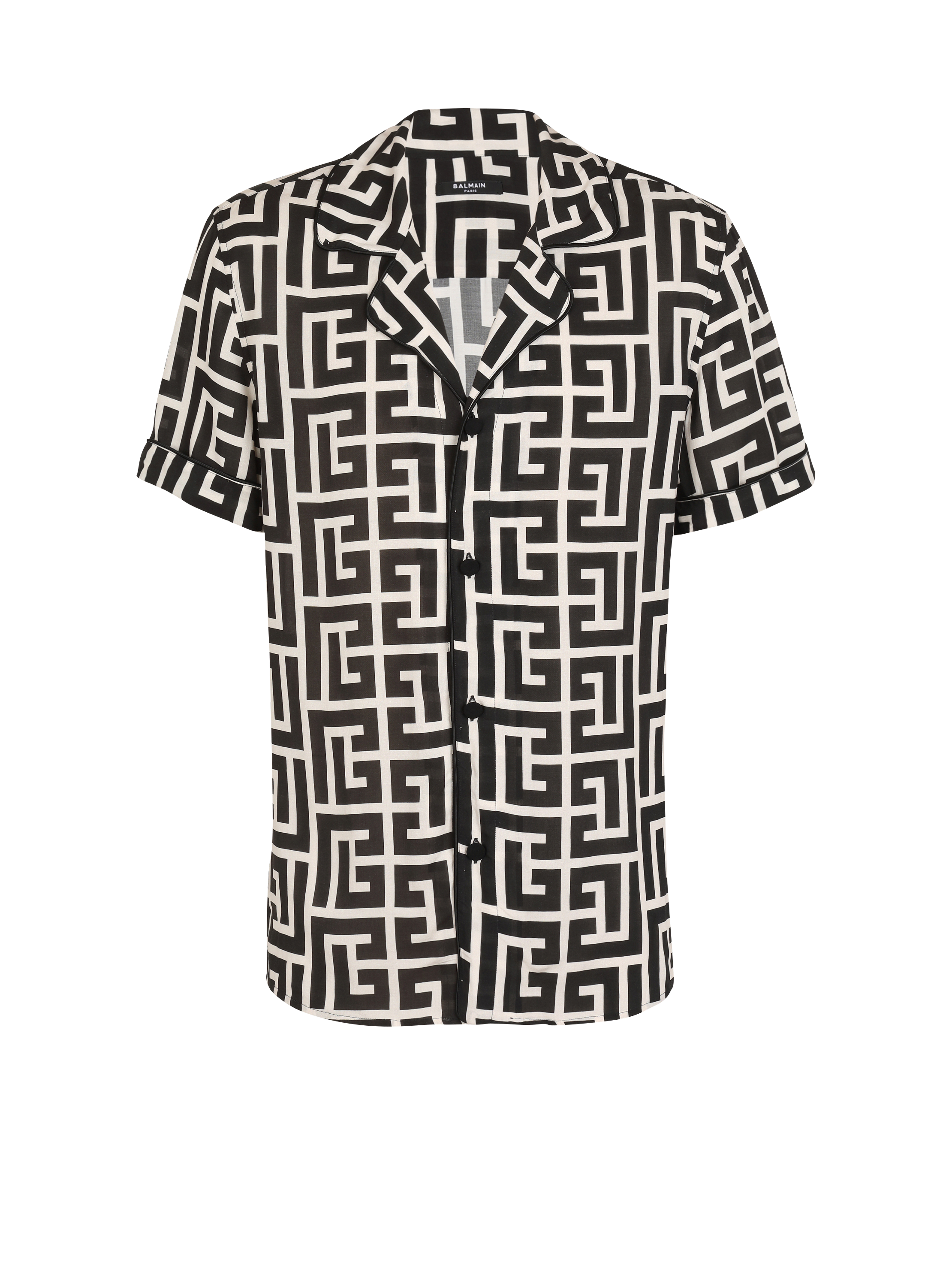 Maxi shirt with monogram print, black, hi-res