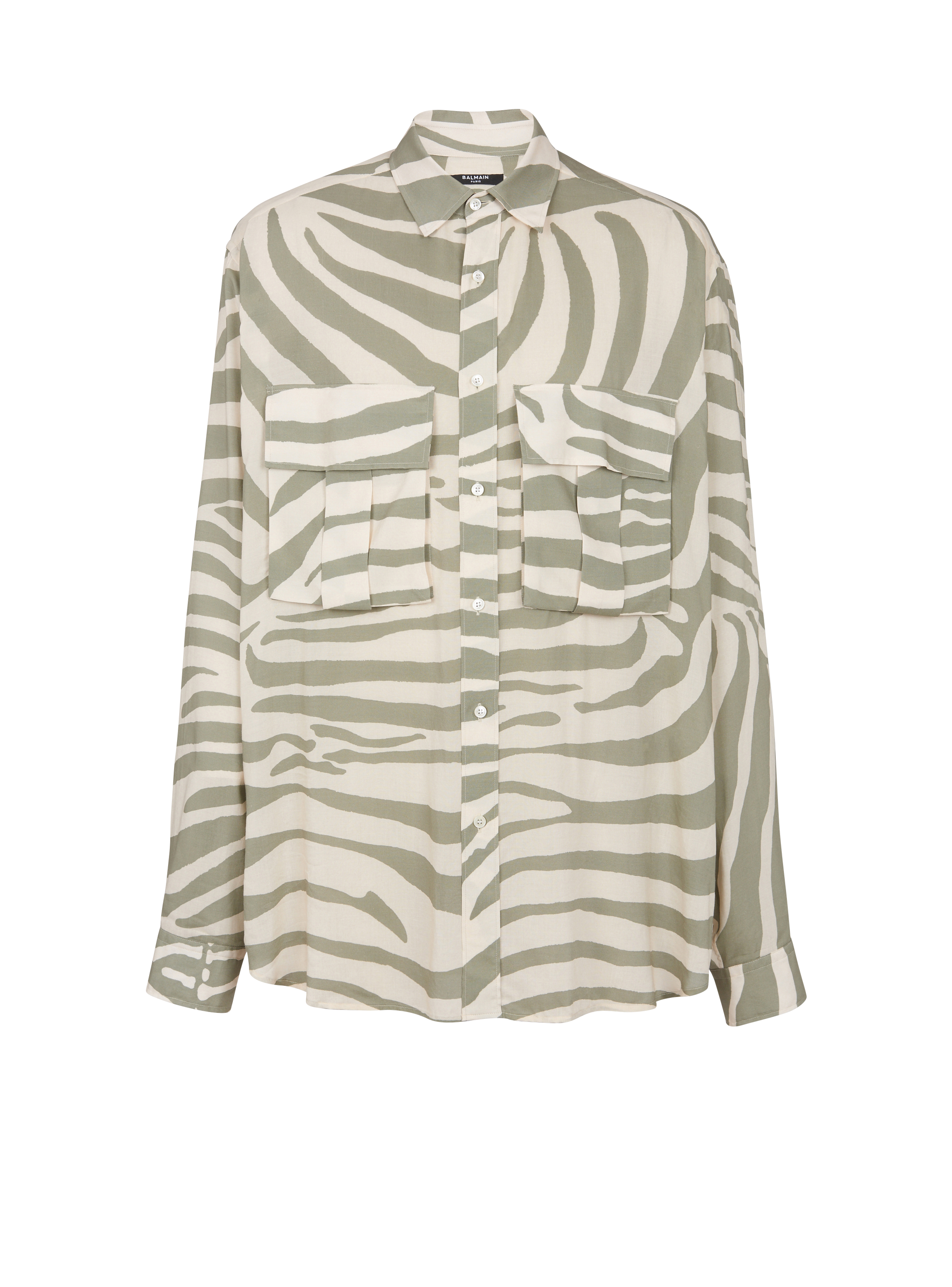 Zebra print shirt, khaki, hi-res
