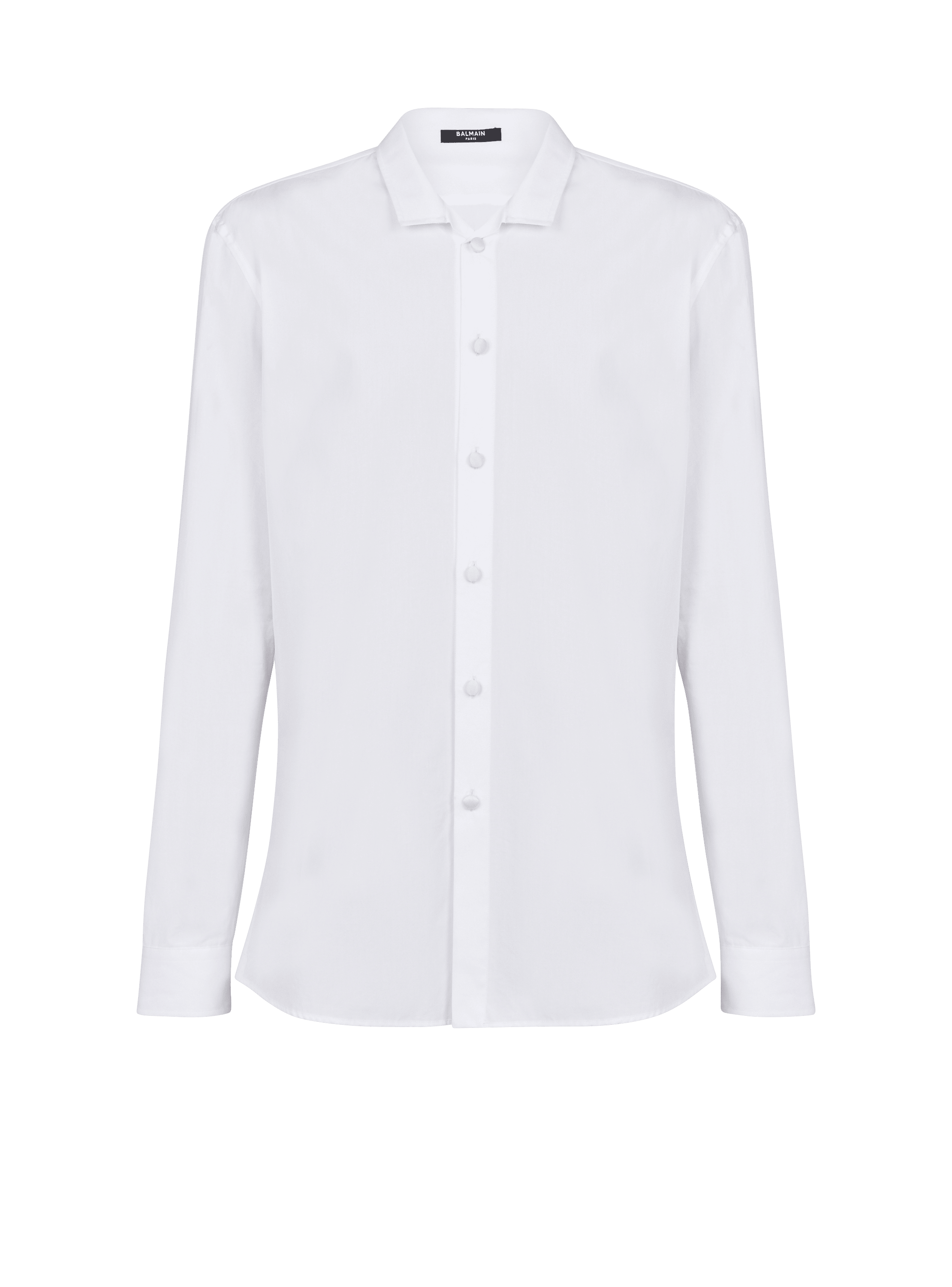 Cotton shirt with satin-covered buttons