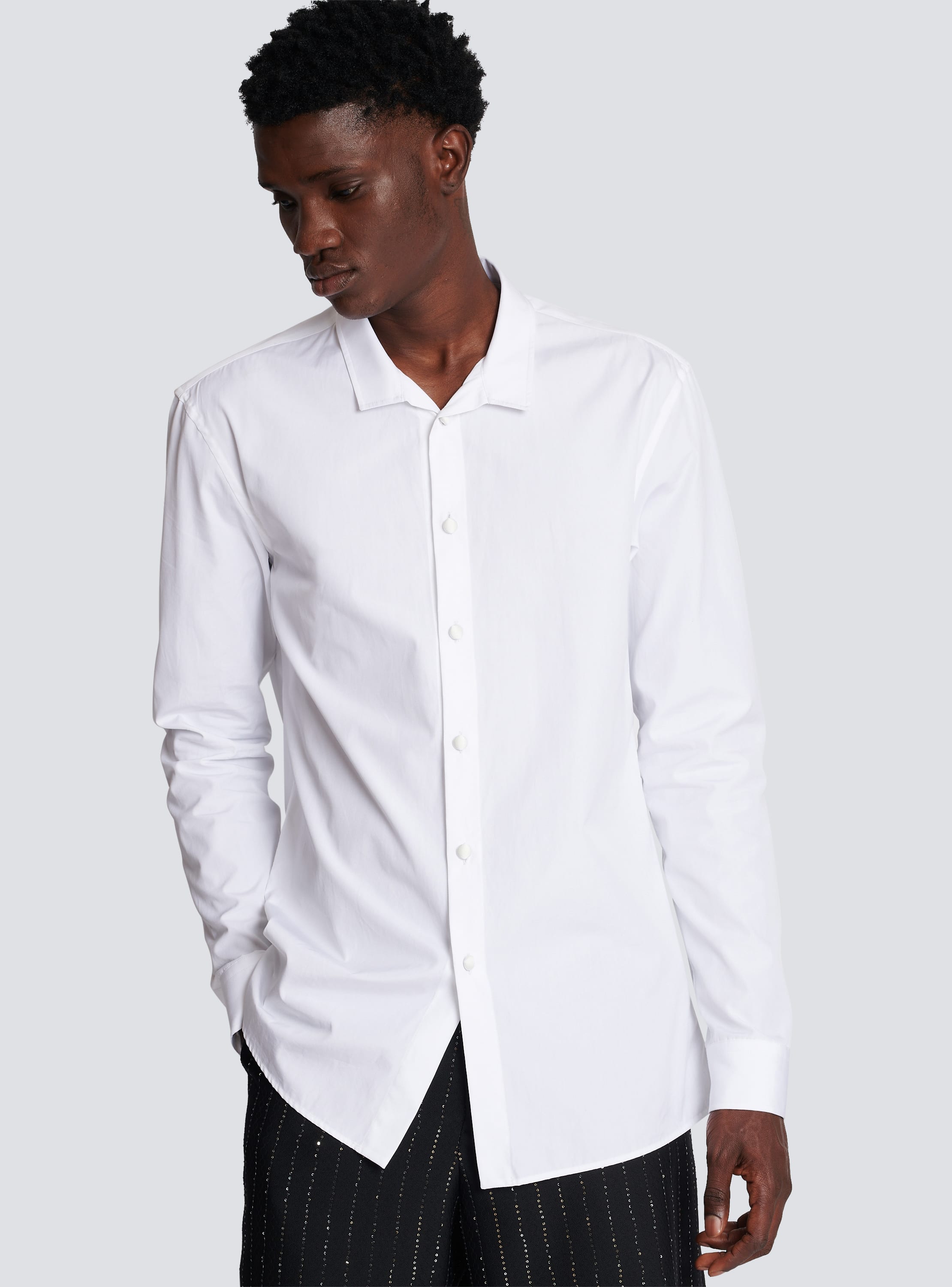 Balmain White Three-Button T-Shirt