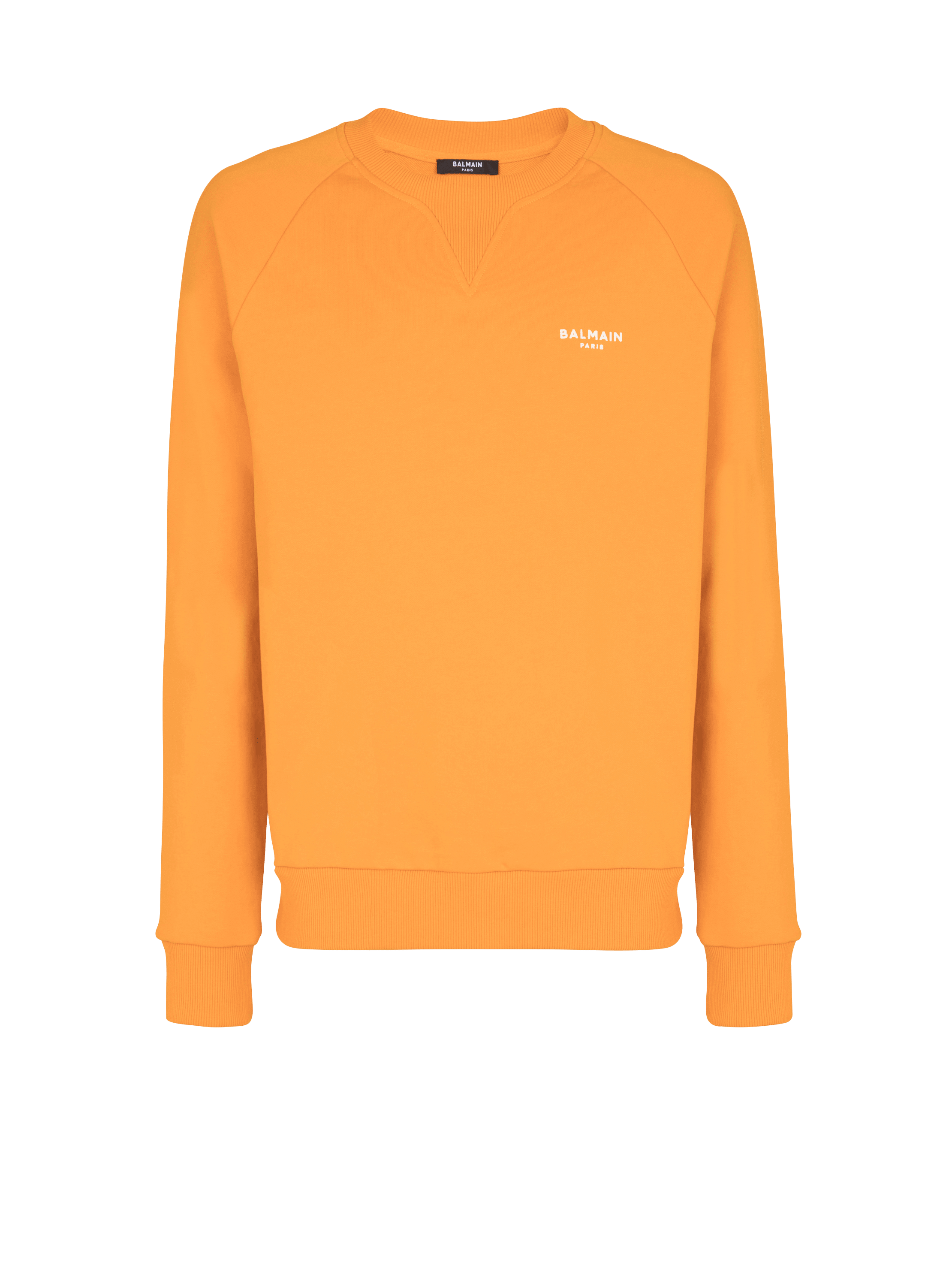 Balmain巴尔曼标志印花环保设计棉质运动衫, orange, hi-res