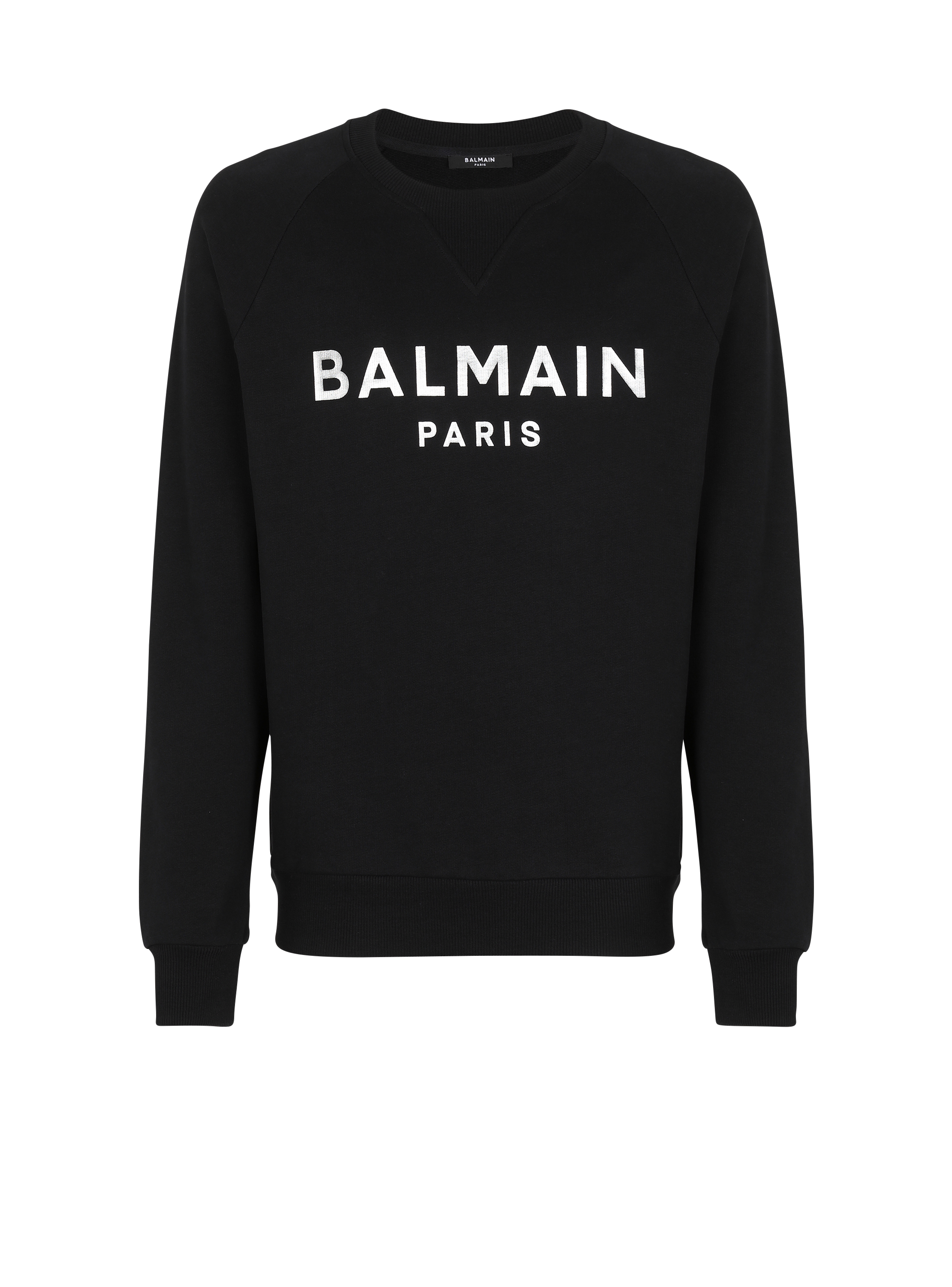 Sudadera de algodón ecológico con el logotipo metálico de Balmain estampado