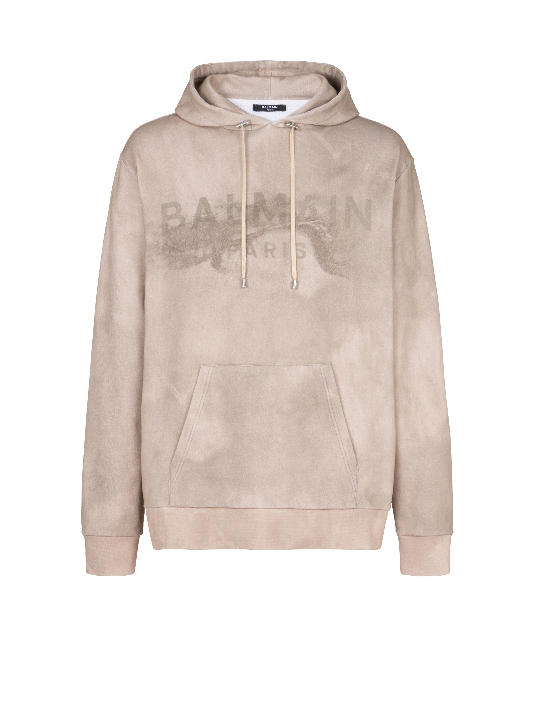 Hoodie in eco-responsible cotton Balmain Paris desert logo print - Men |