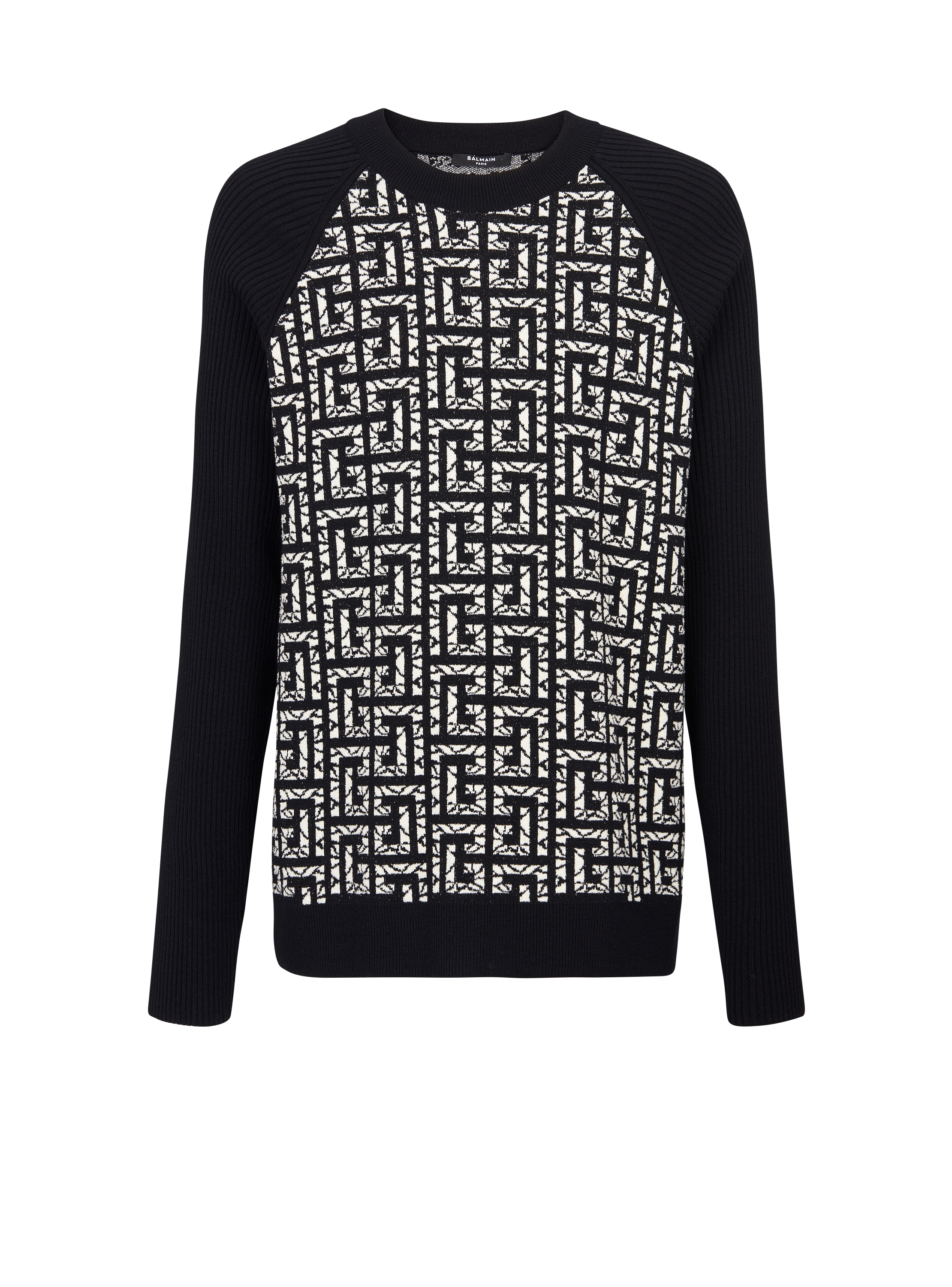 Wool jumper with marbled monogram Men BALMAIN