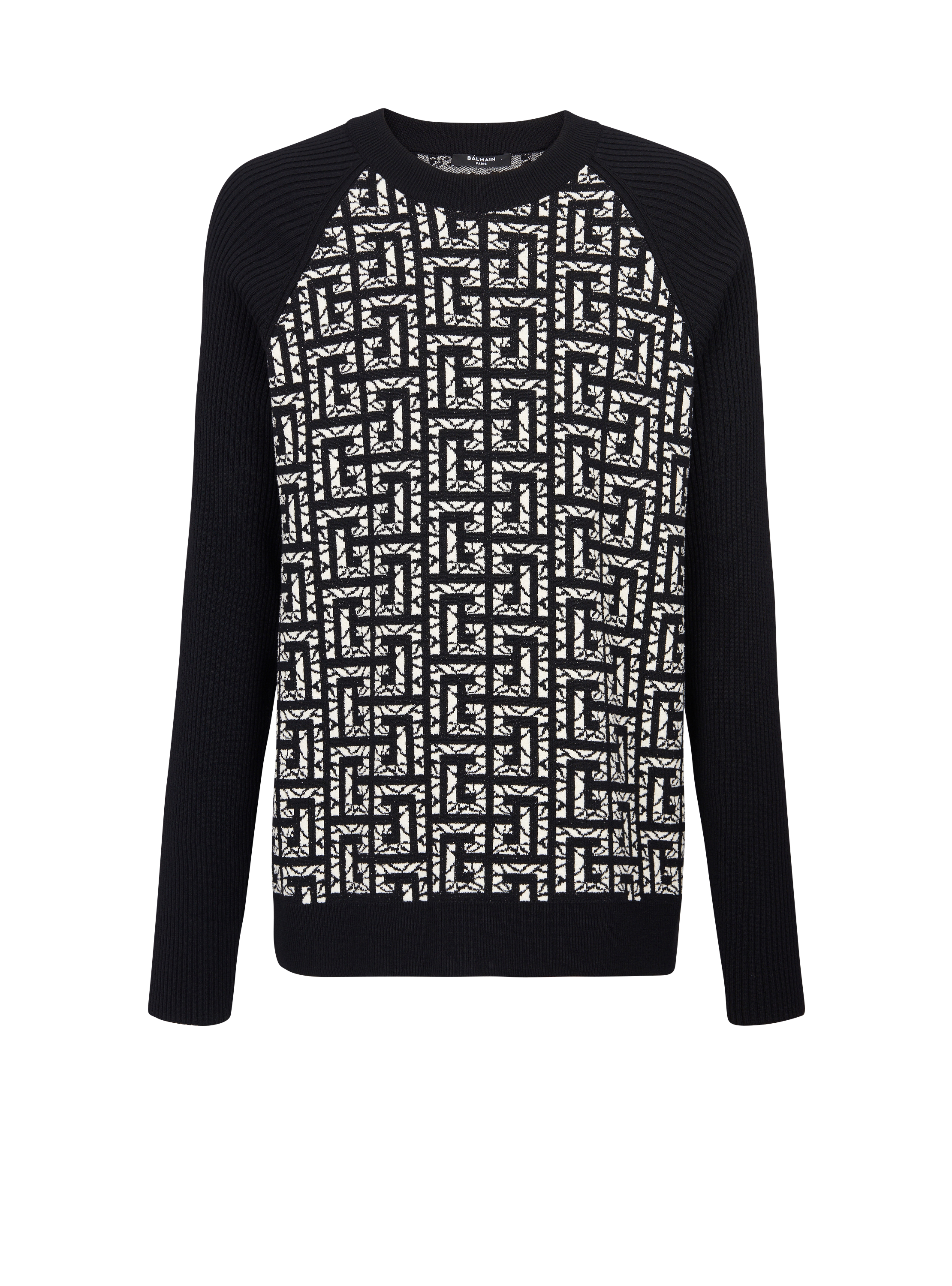 Wool jumper with marbled monogram