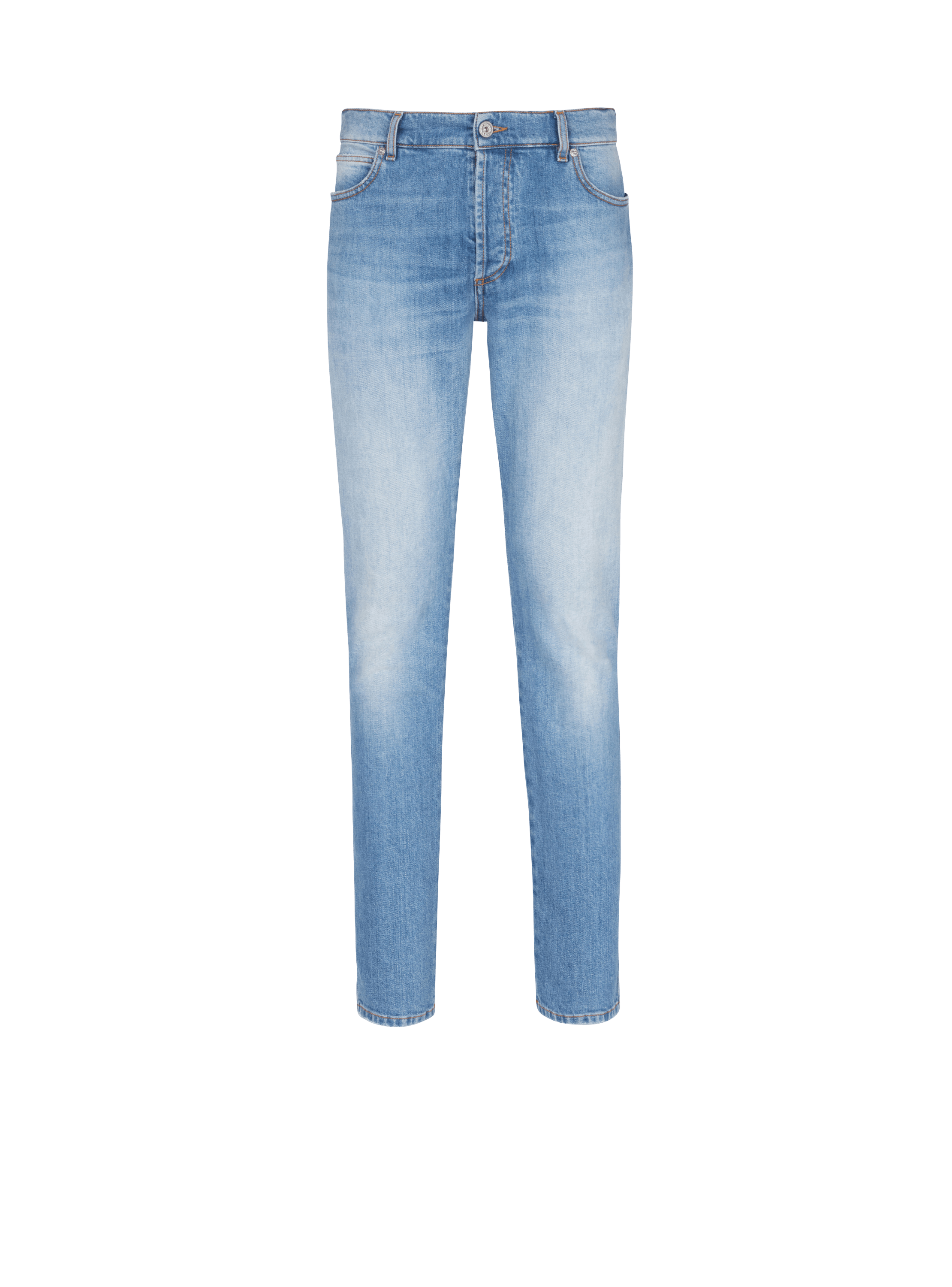 Jeans slim-fit in cotone, blu, hi-res