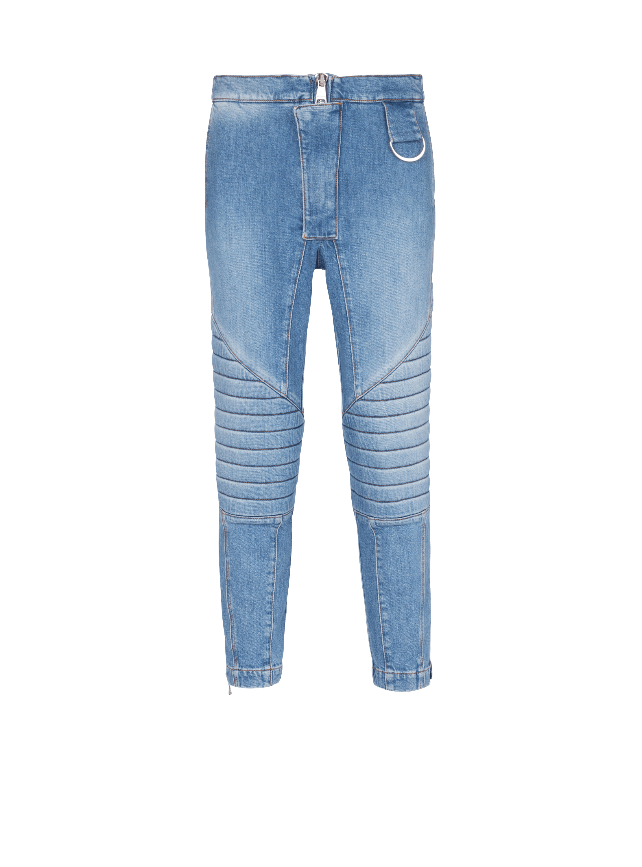 Ribbed cotton slim-fit jeans, blue, hi-res