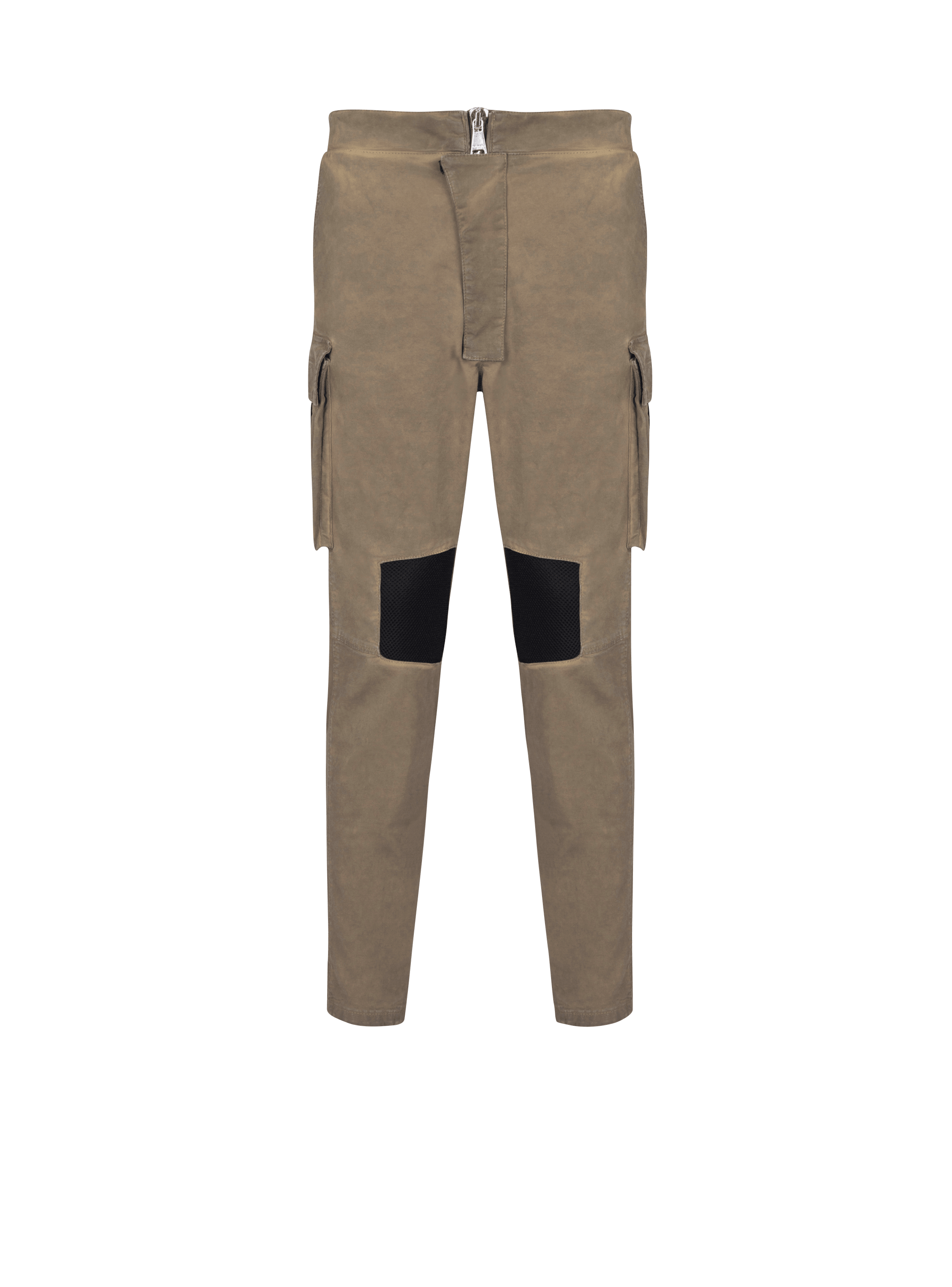 Cotton cargo trousers with inserts, khaki, hi-res