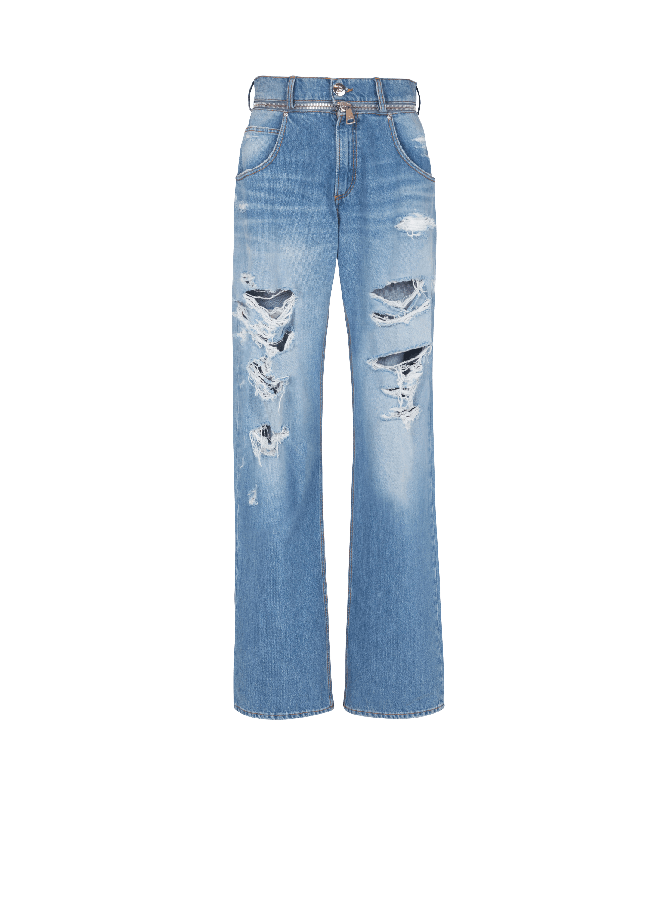 Wide-leg cotton jeans