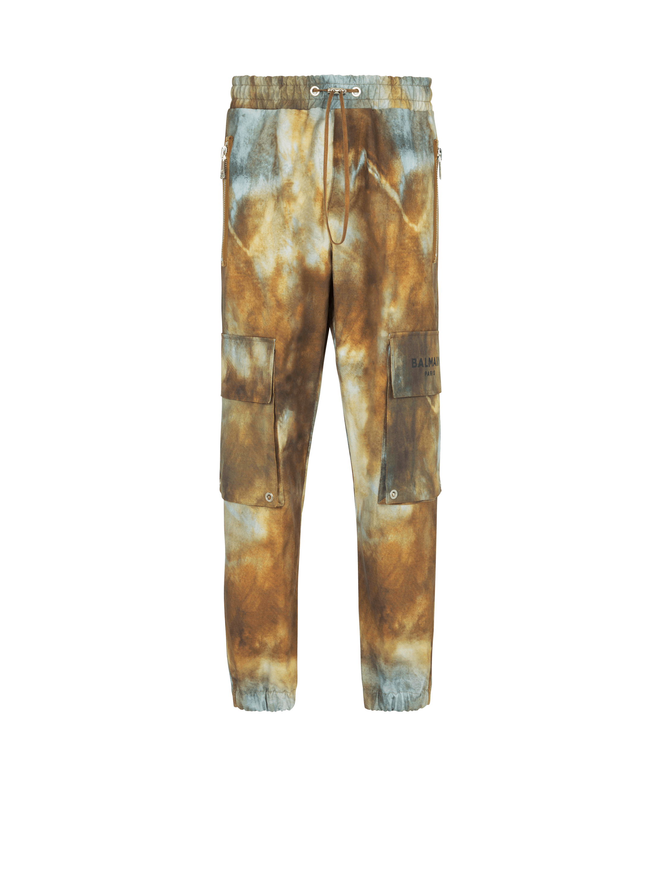 Desert print cotton cargo trousers, multicolor, hi-res
