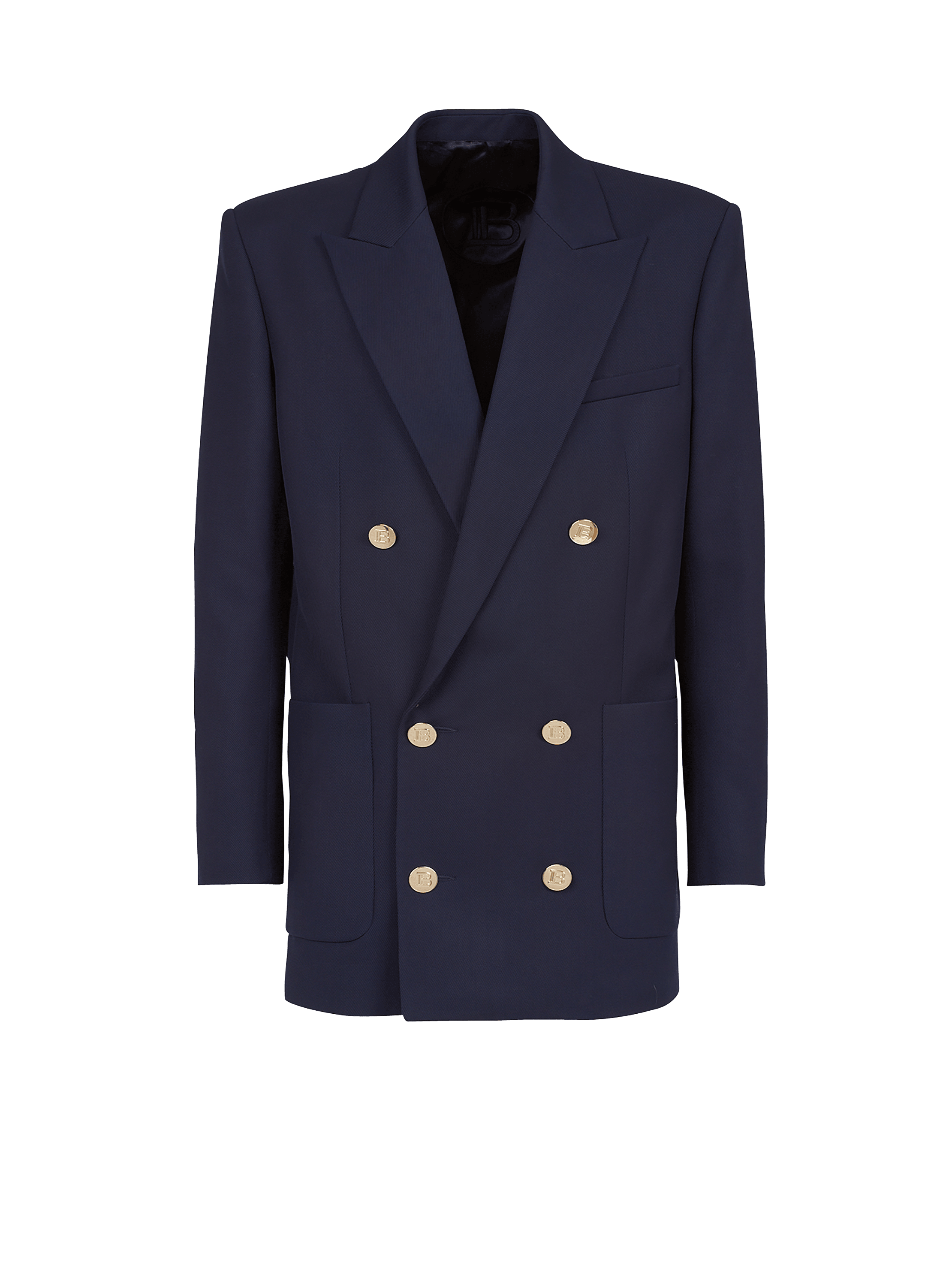 Double-breasted buttoned blazer, navy, hi-res