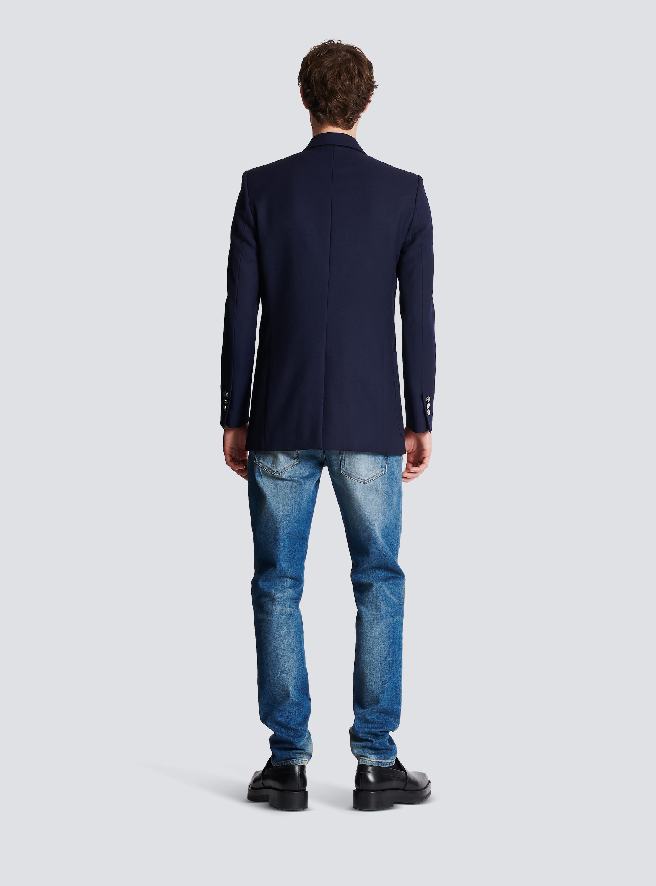 Balmain Navy Double-Breasted Blazer