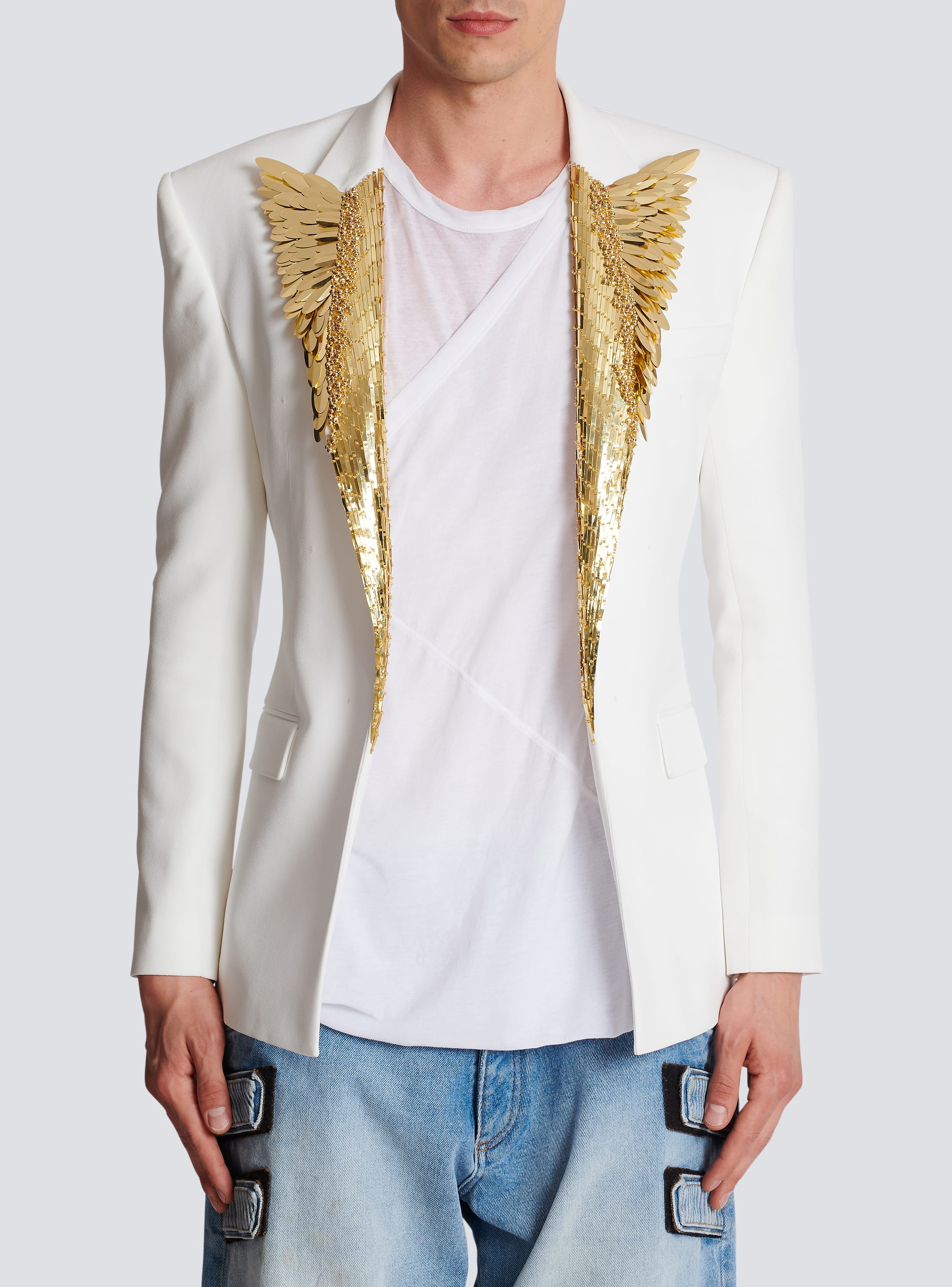 White and shop gold blazer mens