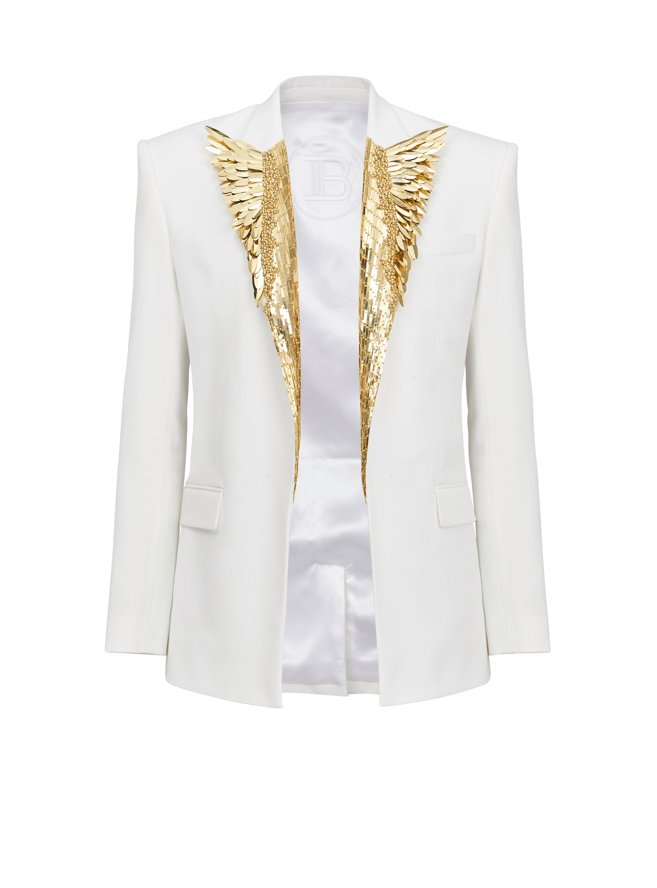 embroidered with gold feathers Men | BALMAIN