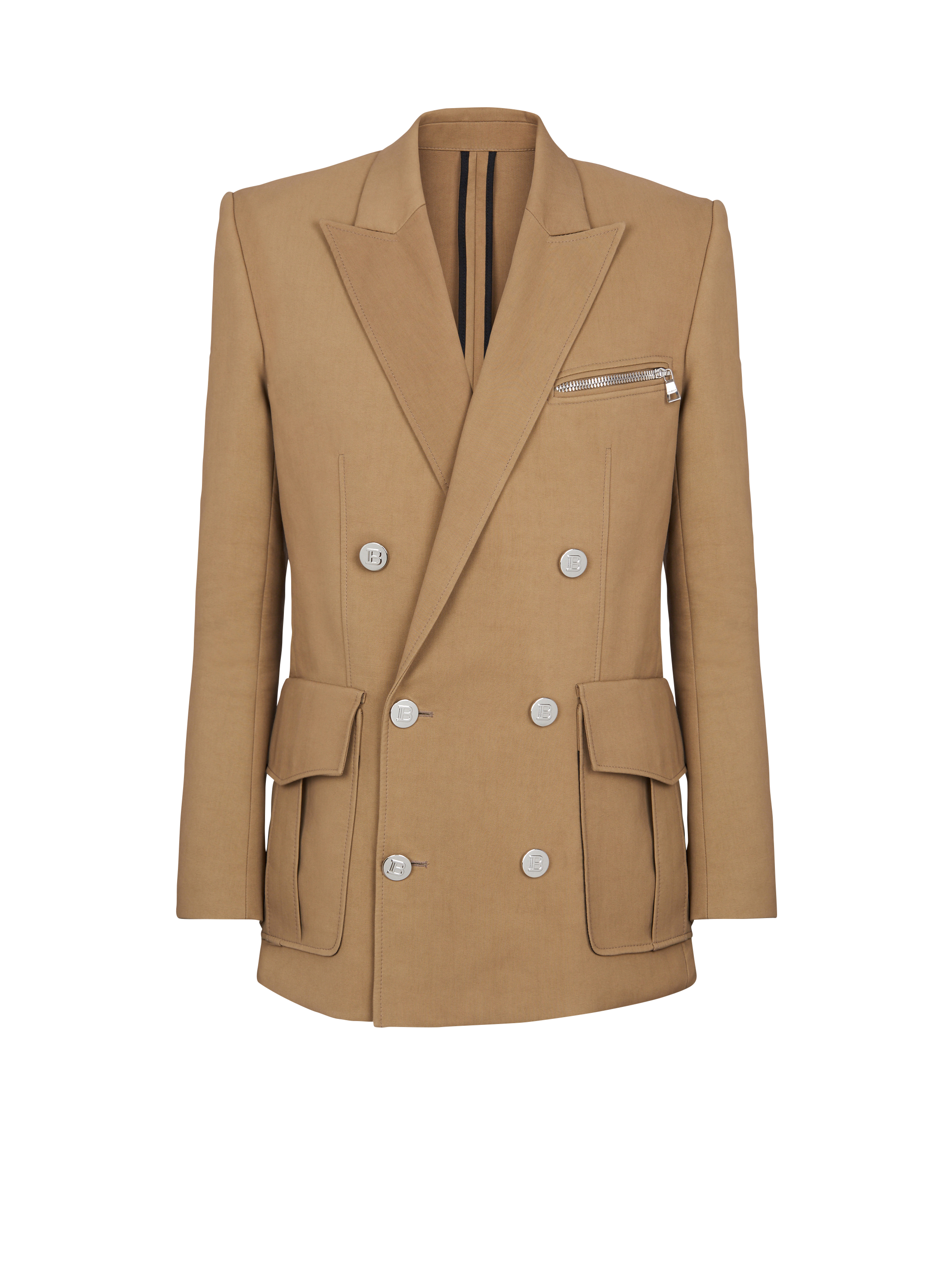 Double-breasted blazer, beige, hi-res