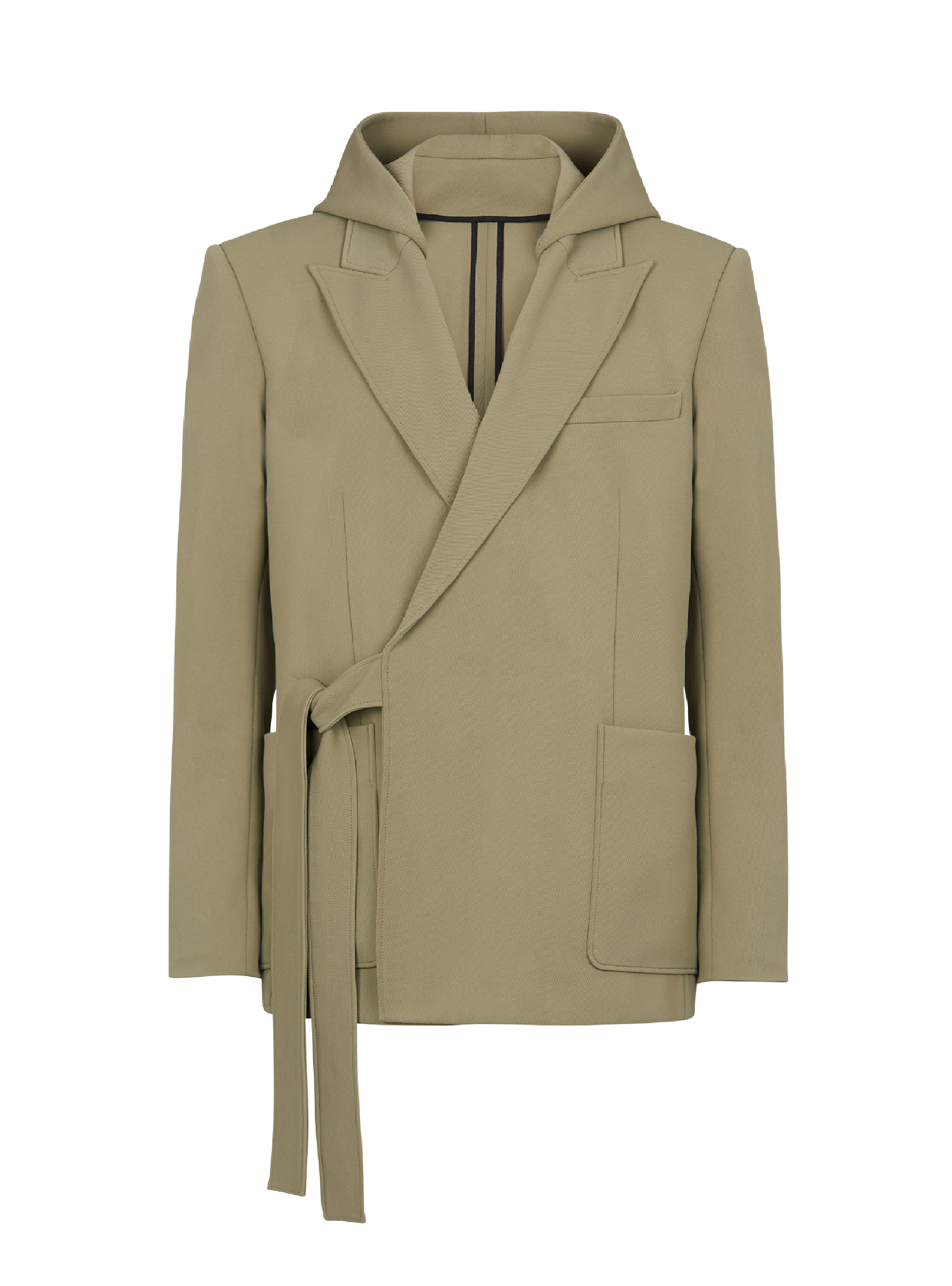 Asymmetrical cotton jacket with hood, khaki, hi-res