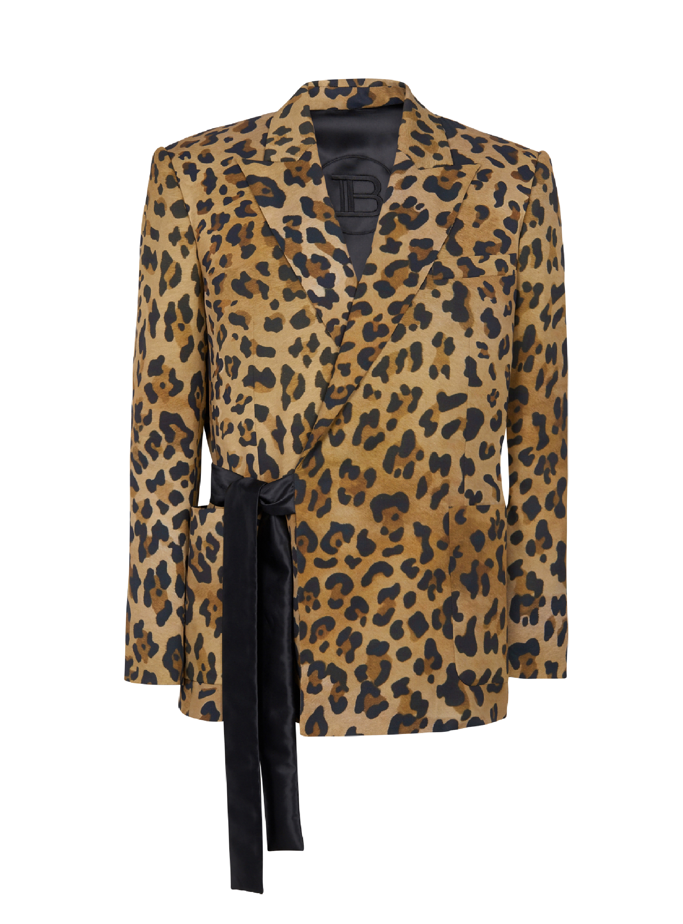 Asymmetric leopard print jacket, brown, hi-res