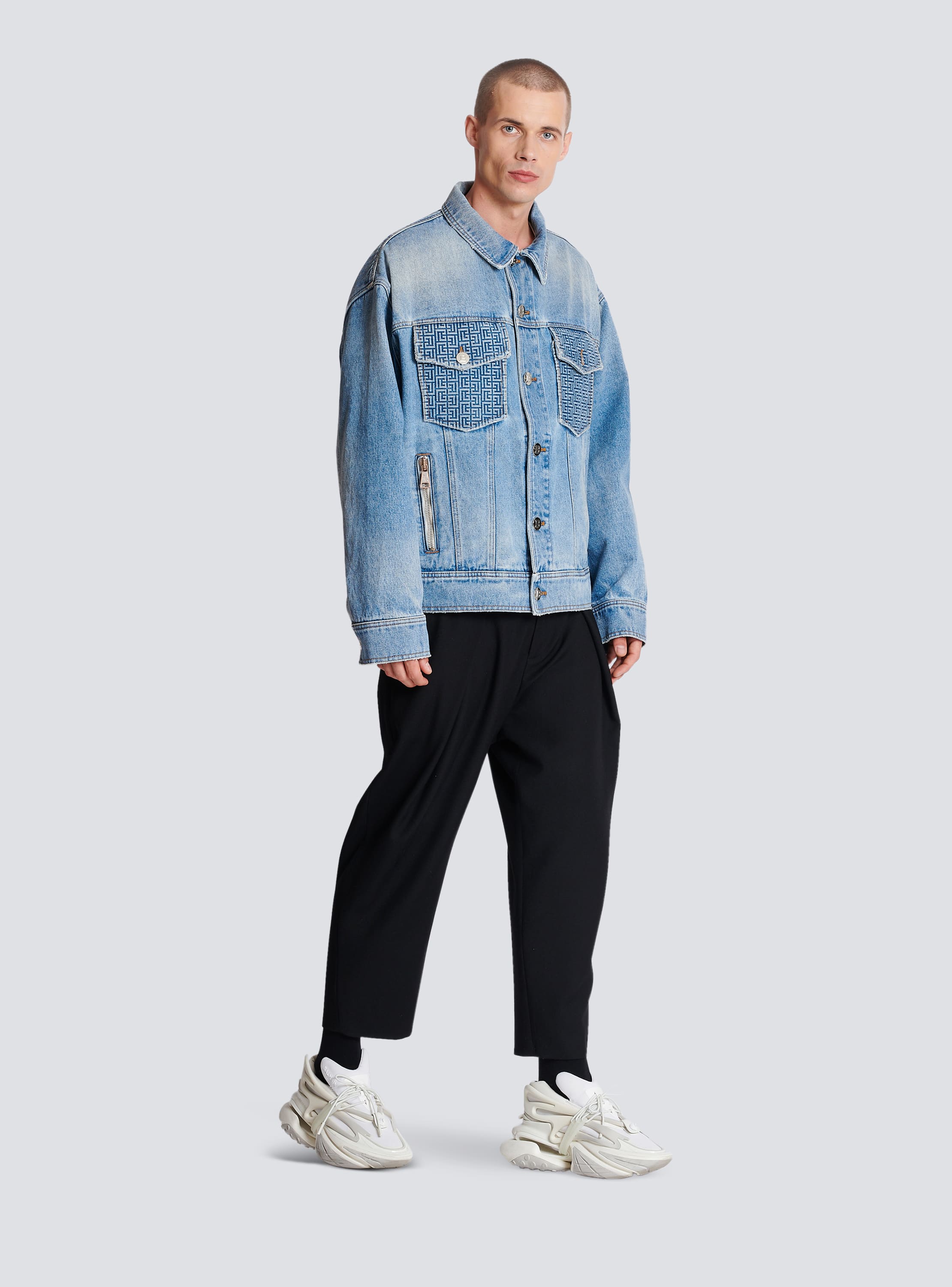 Blue Monogram denim jacket, Balmain