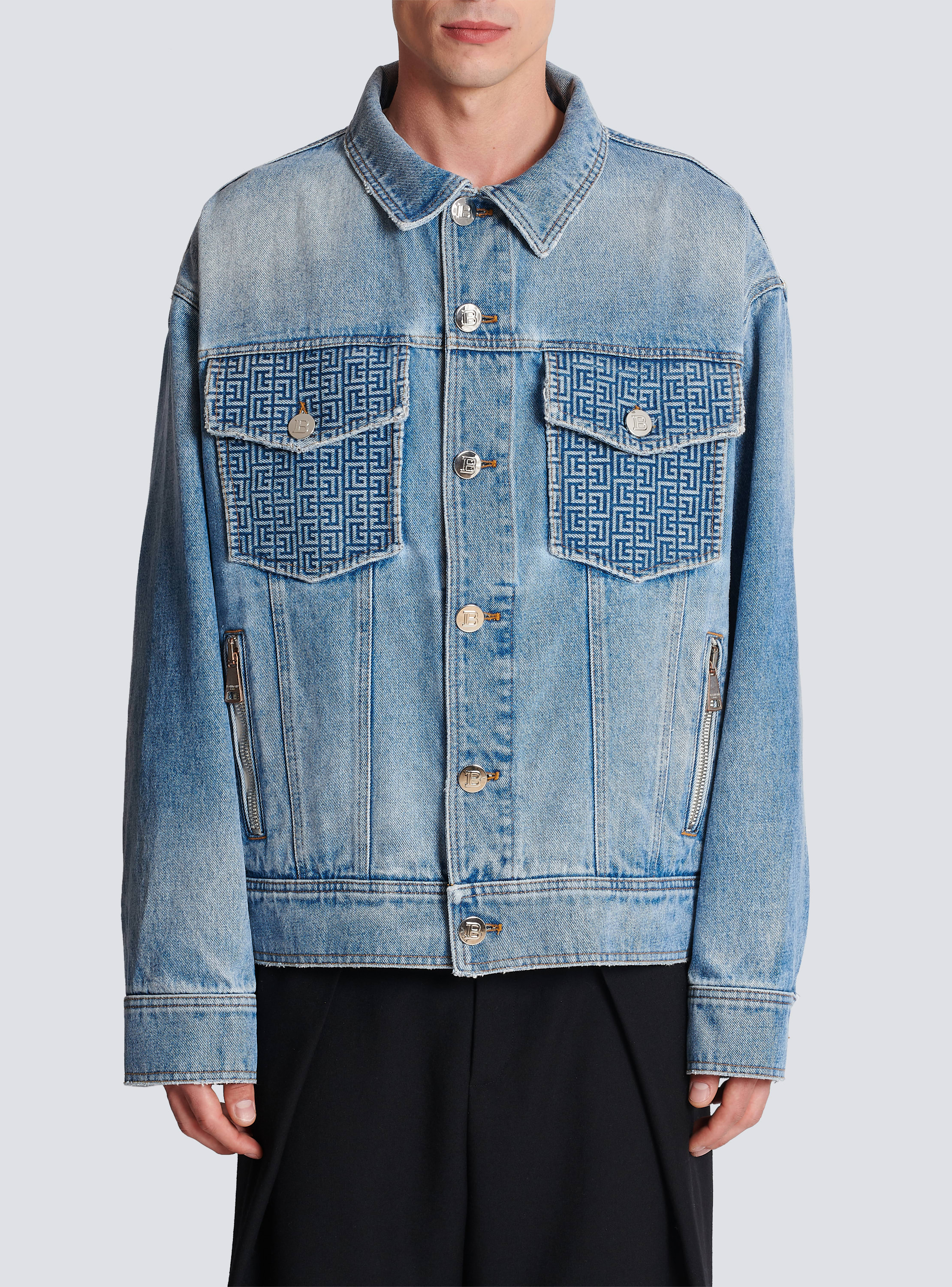 Balmain Paris Monogram Denim Jacket - Blue 52/US XL / Blue