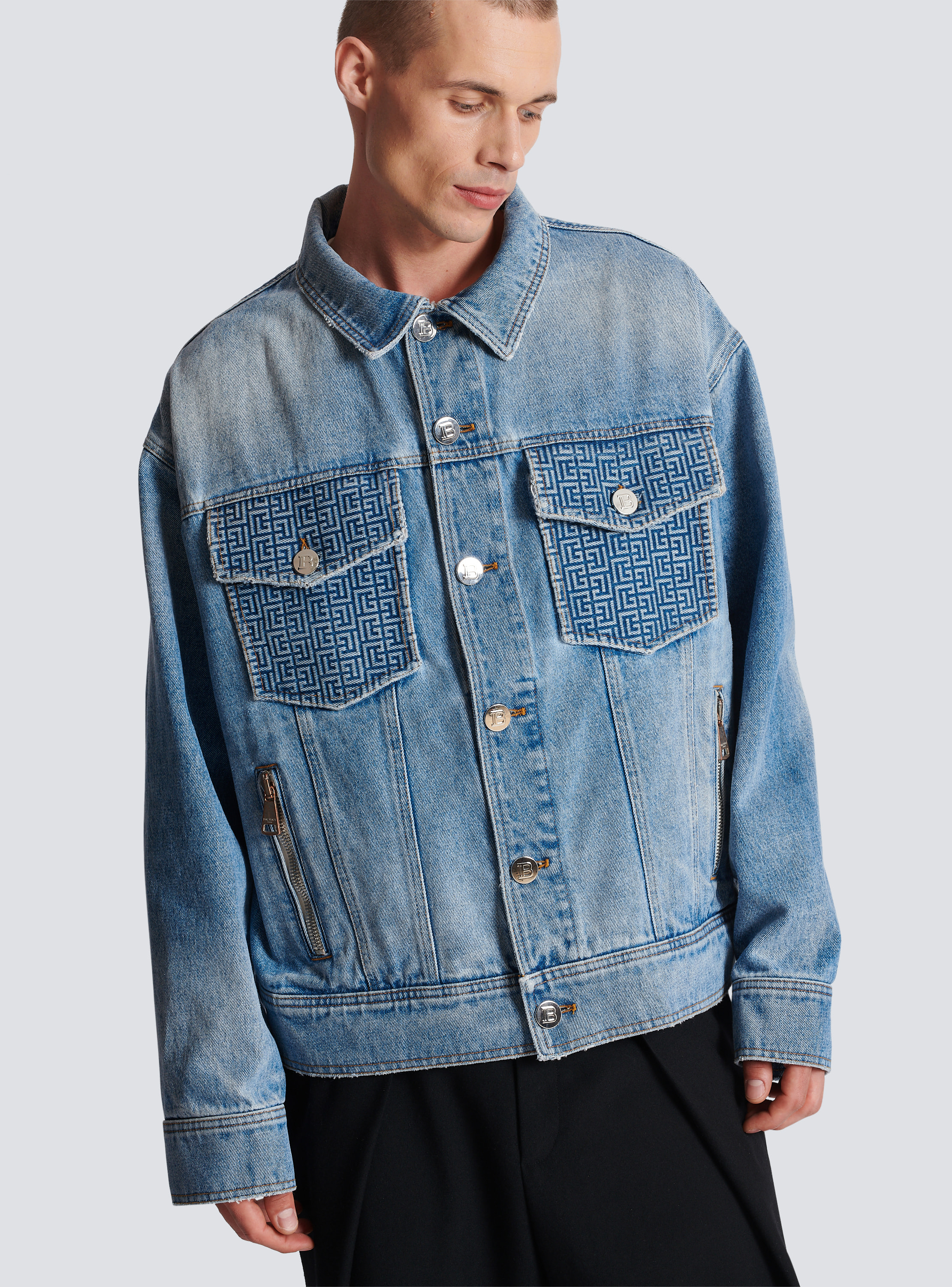 Balmain Paris Monogram Denim Jacket