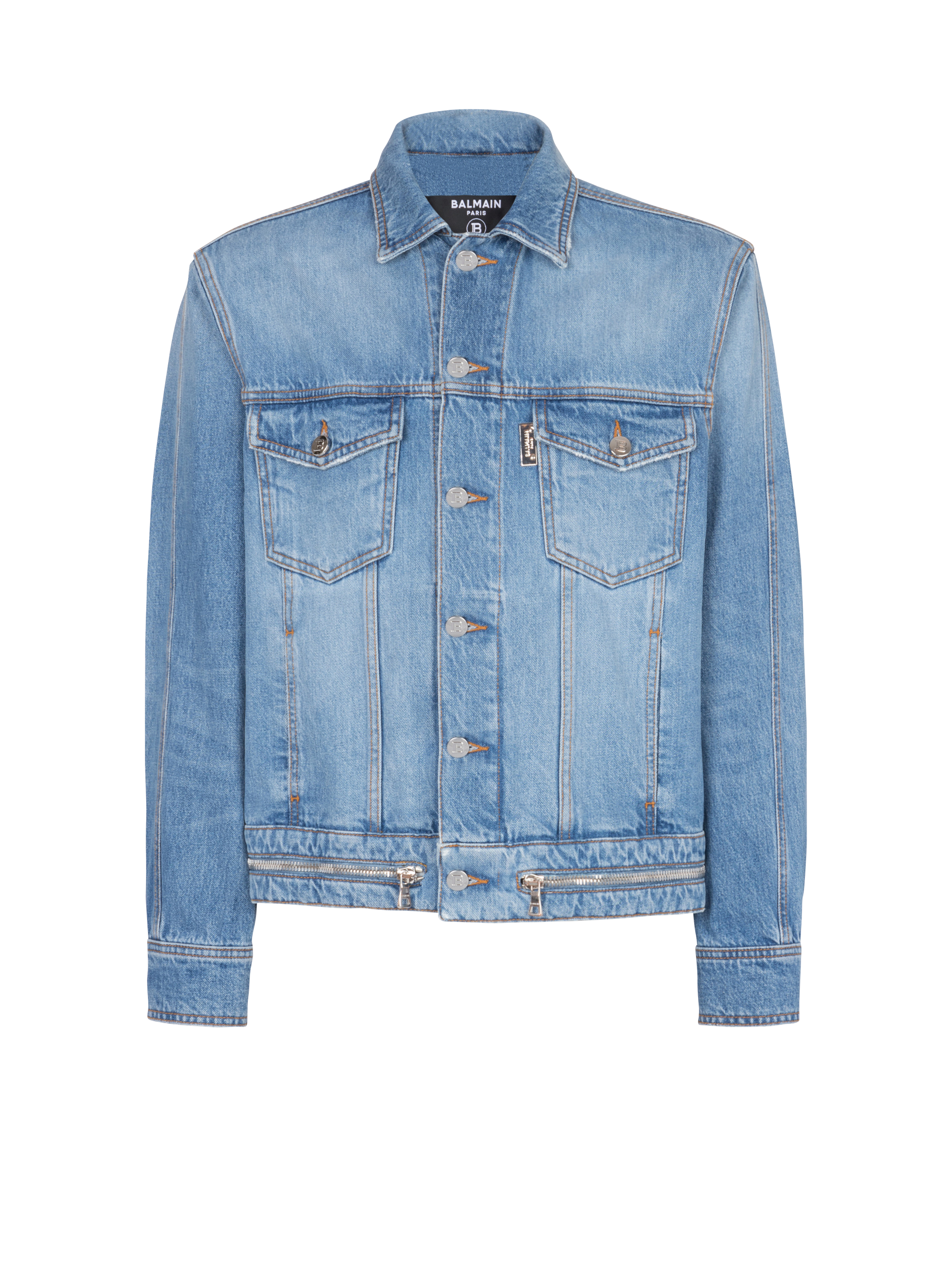 Denim jacket with zip fastening Men | BALMAIN