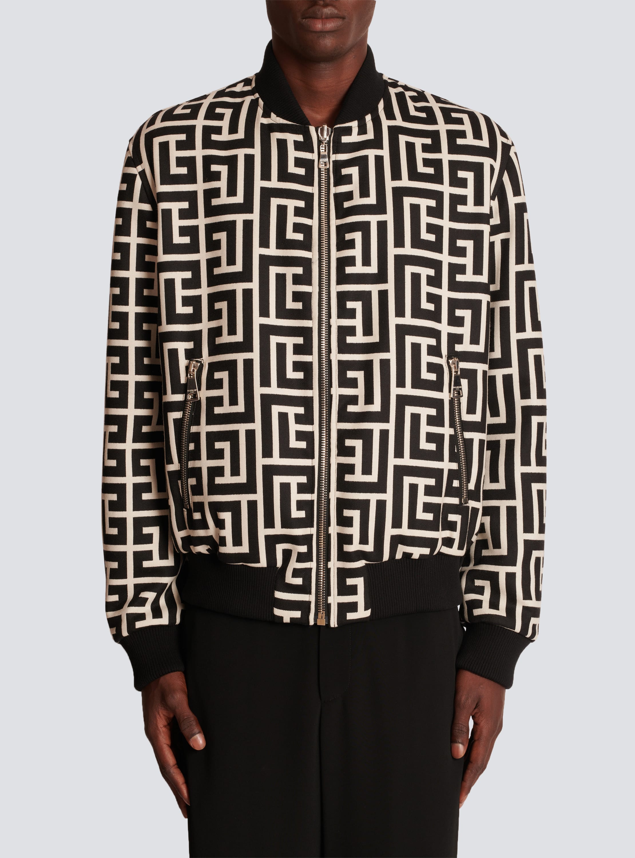 Balmain Monogram Reversible Bomber Jacket in Black for Men