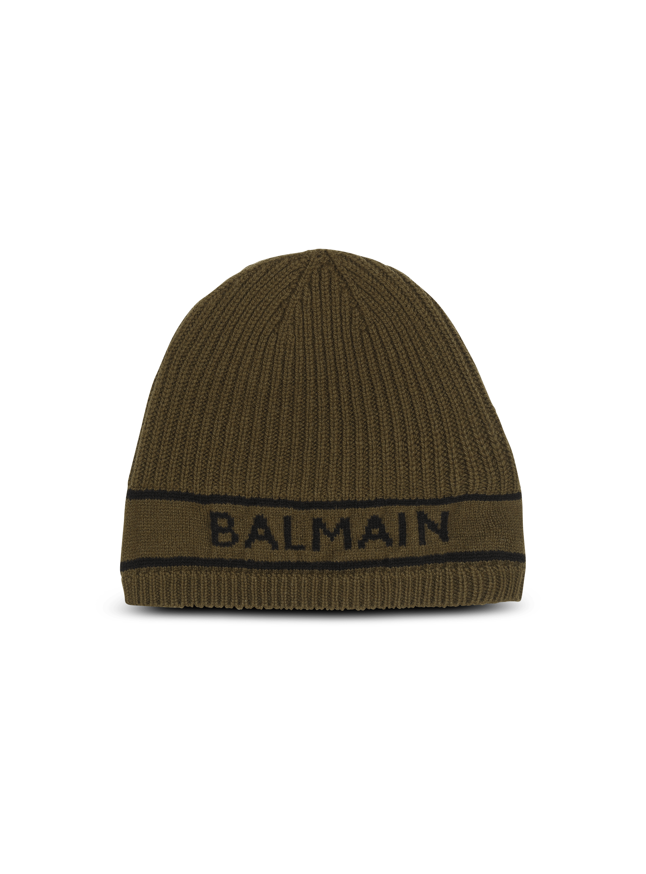 Berretto in lana ricamato con logo Balmain