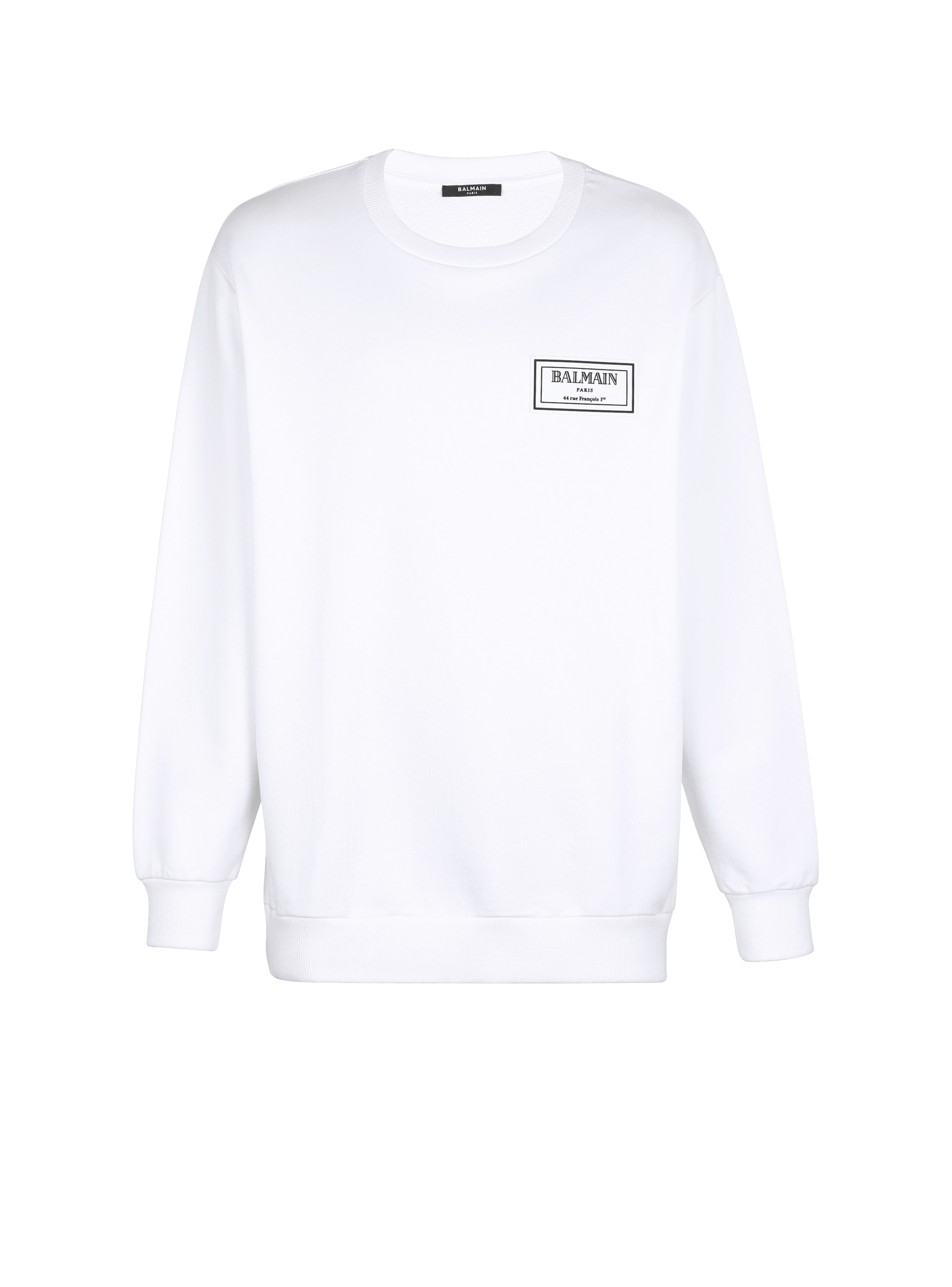 Sweatshirt with rubber patch, white, hi-res