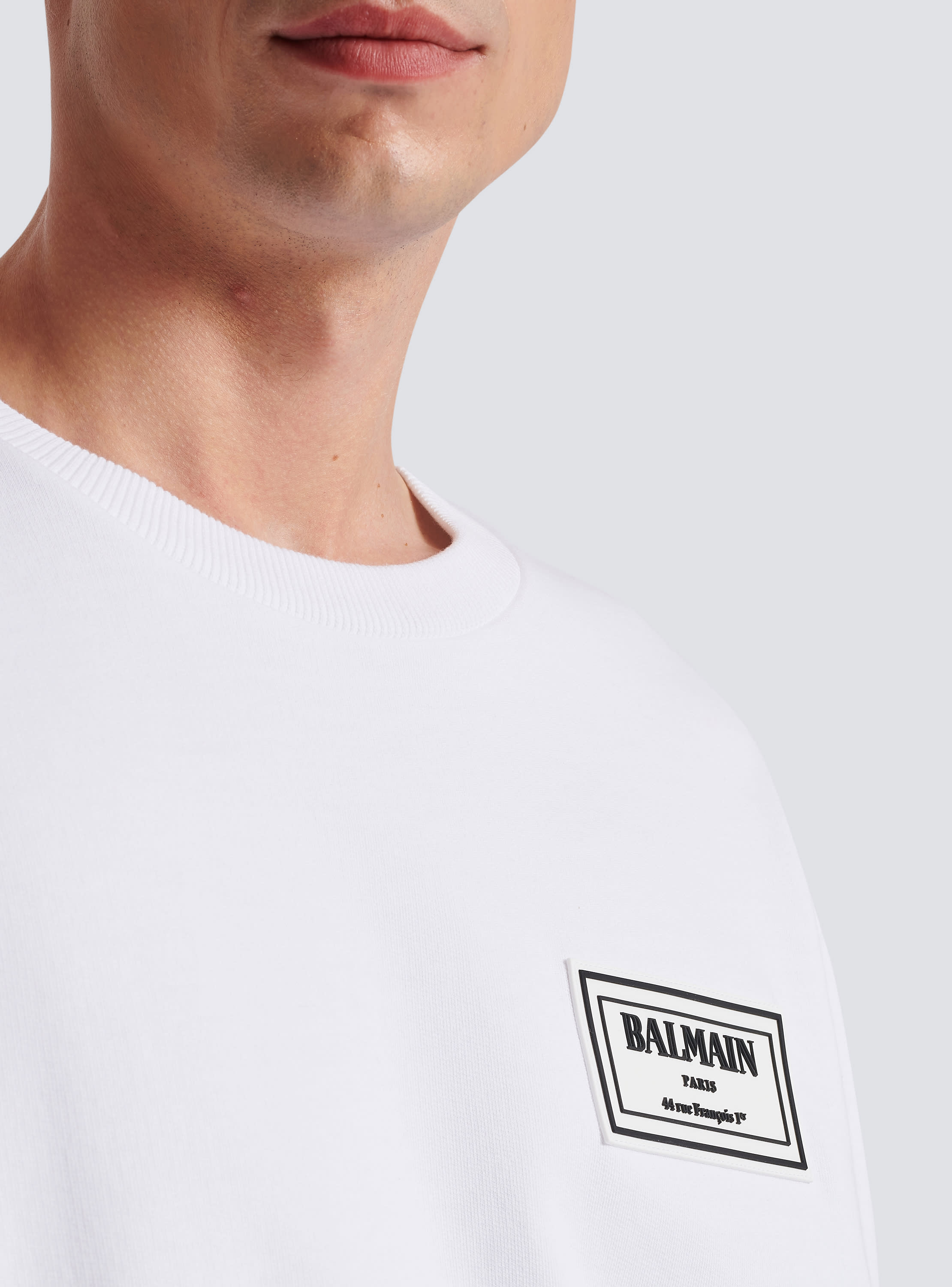 Sweatshirt with rubber patch white - Men | BALMAIN