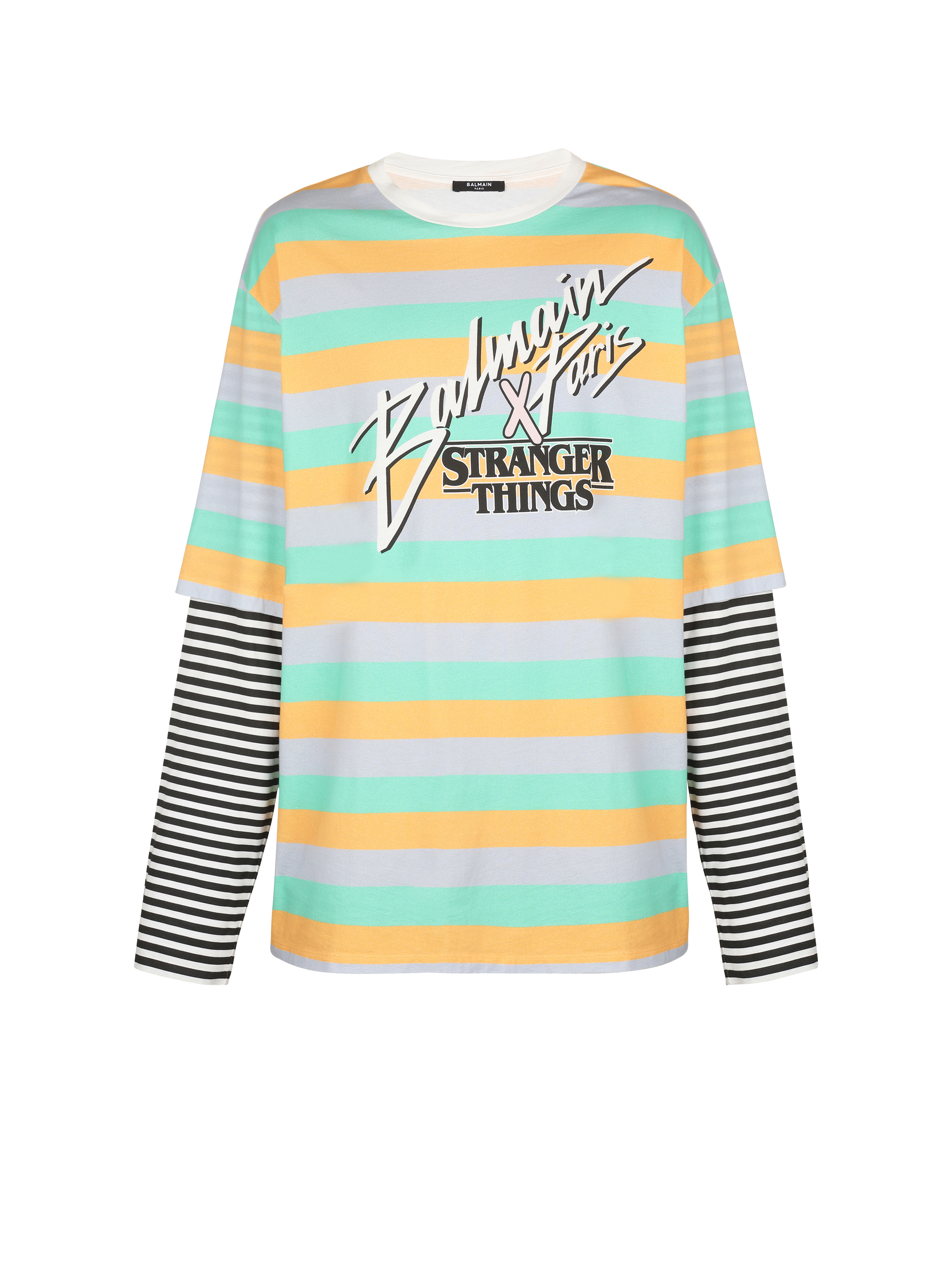 Balmain x Stranger Things - 超大尺寸双层袖T恤