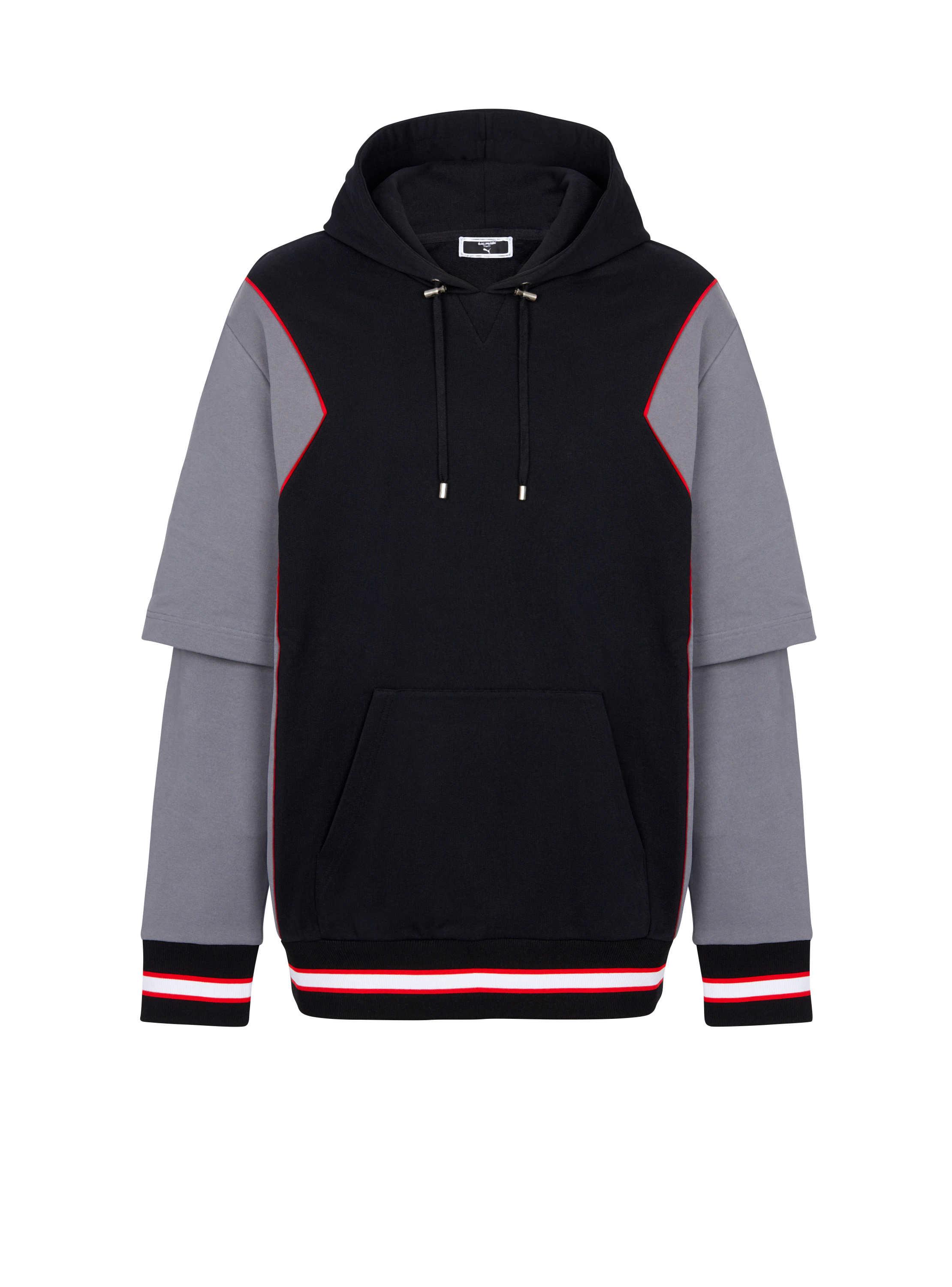 Balmain x Puma – Oversize-Kapuzensweatshirt, schwarz, hi-res