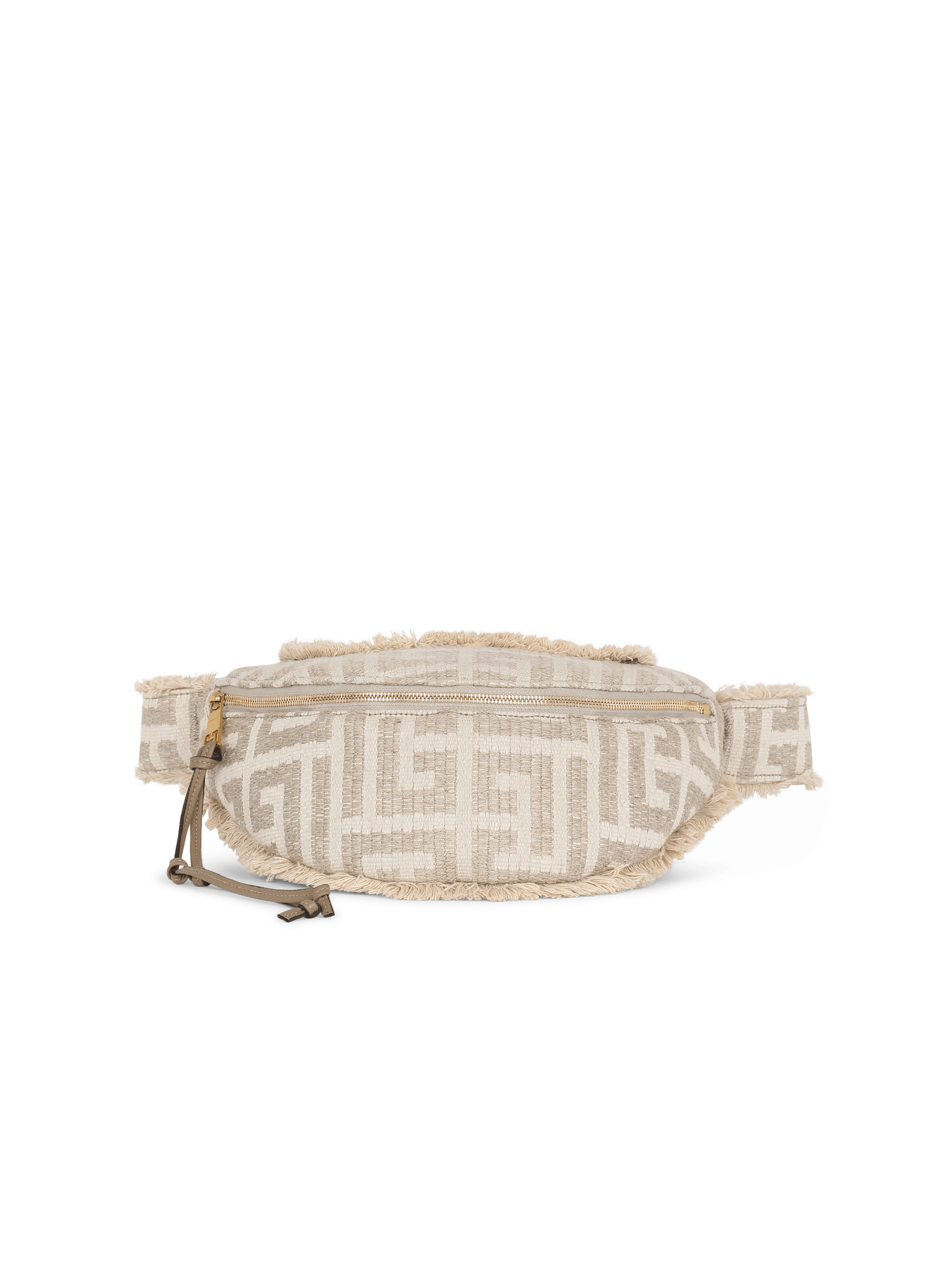 Gürteltasche aus Baumwollbast mit Monogramm, beige, hi-res
